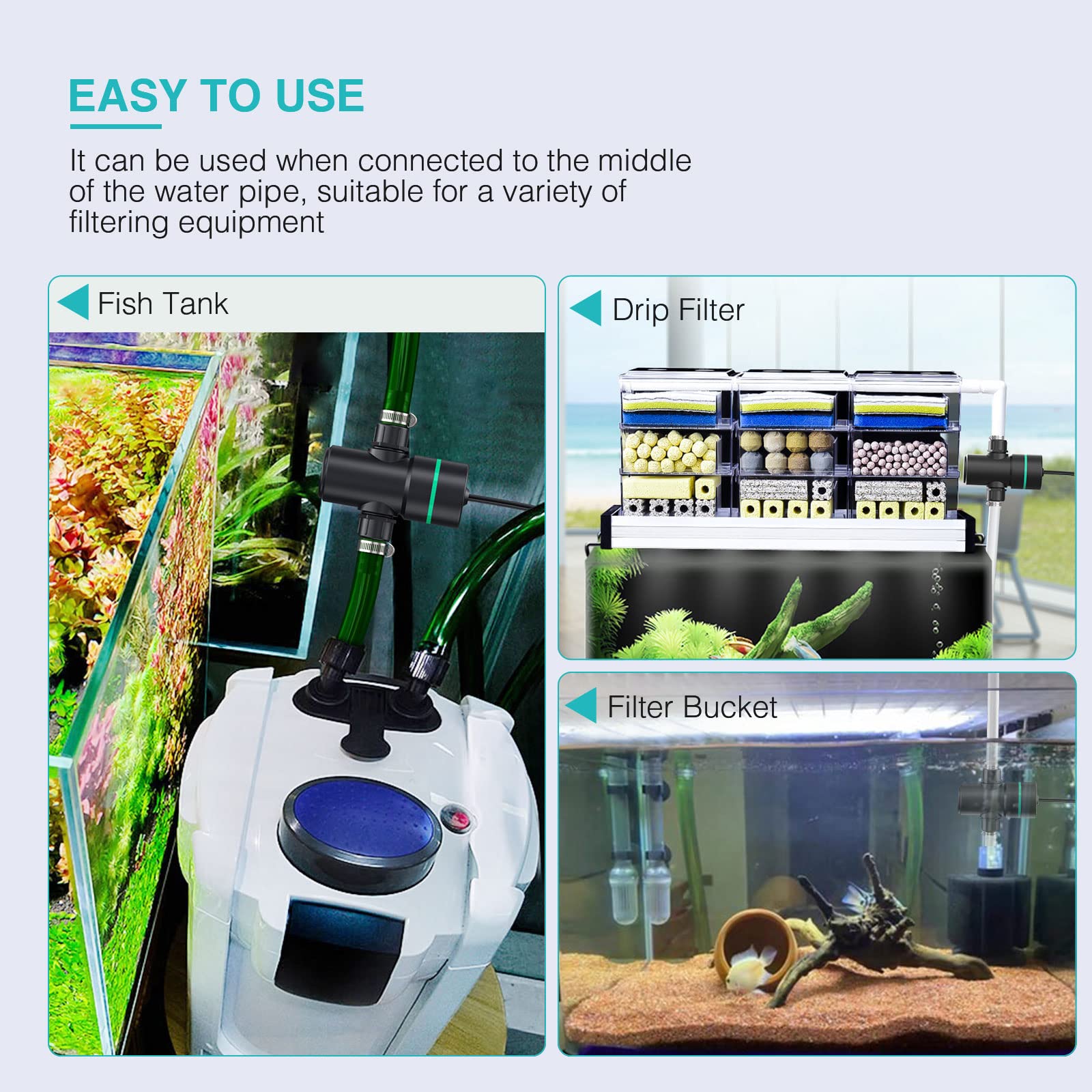 Silicar Light For Aquarium, Mini 5W Water Clean For Aquarium Filter With Timing Function, Built-In Bulb Fish Tank Clean Light-Black