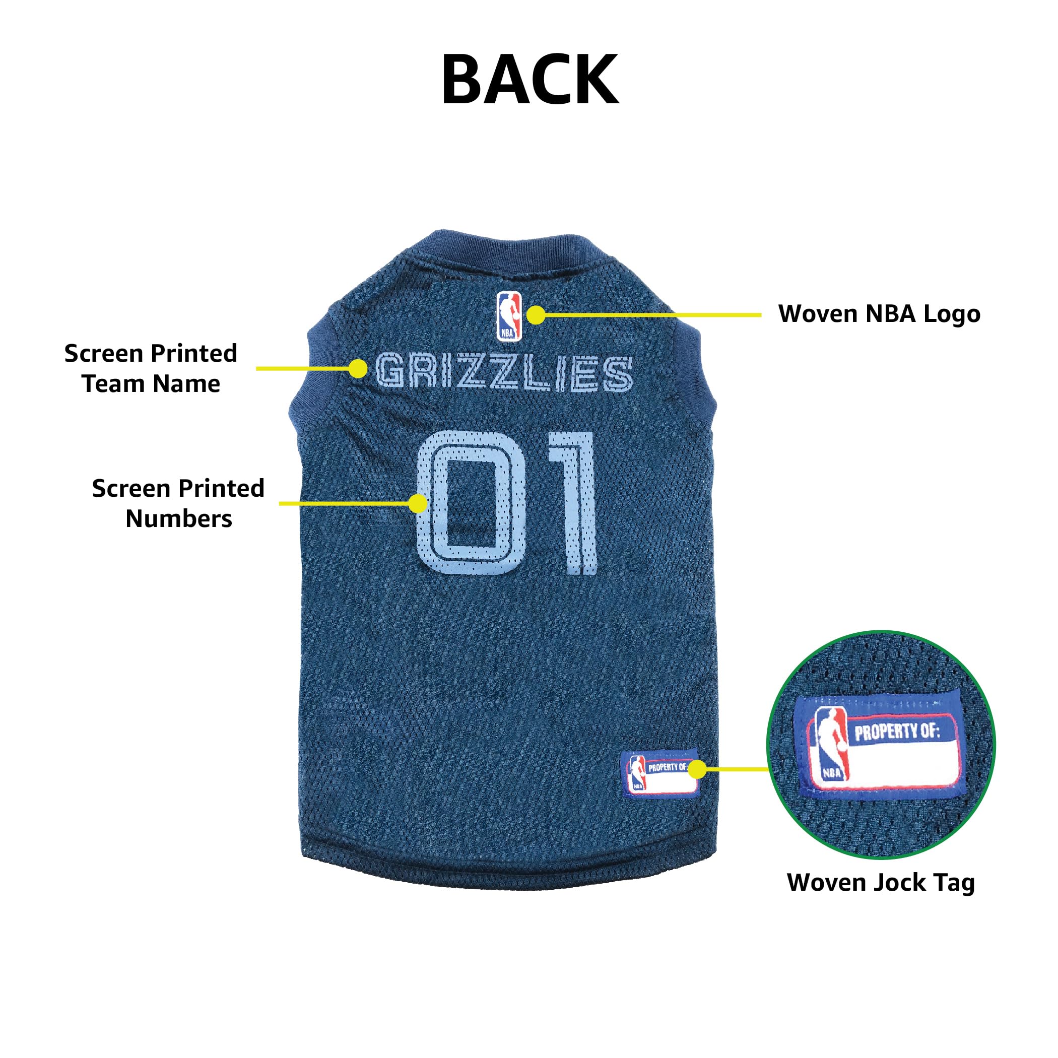 Pets First NBA MEMPHIS GRIZZLIES DOG Jersey, Medium - Tank Top Basketball Pet Jersey