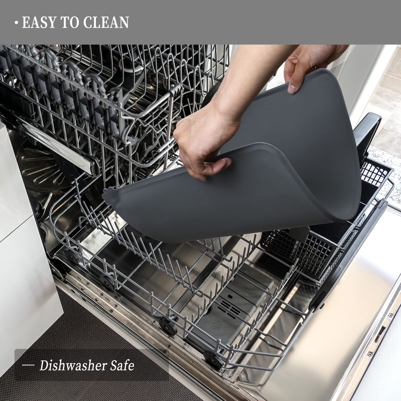 Reopet Waterproof Pet Feeding Mat With High Raised Edges, Heavier And Thicker Placemats For Cat Dog Water Bowl, Bpa Free Silicon