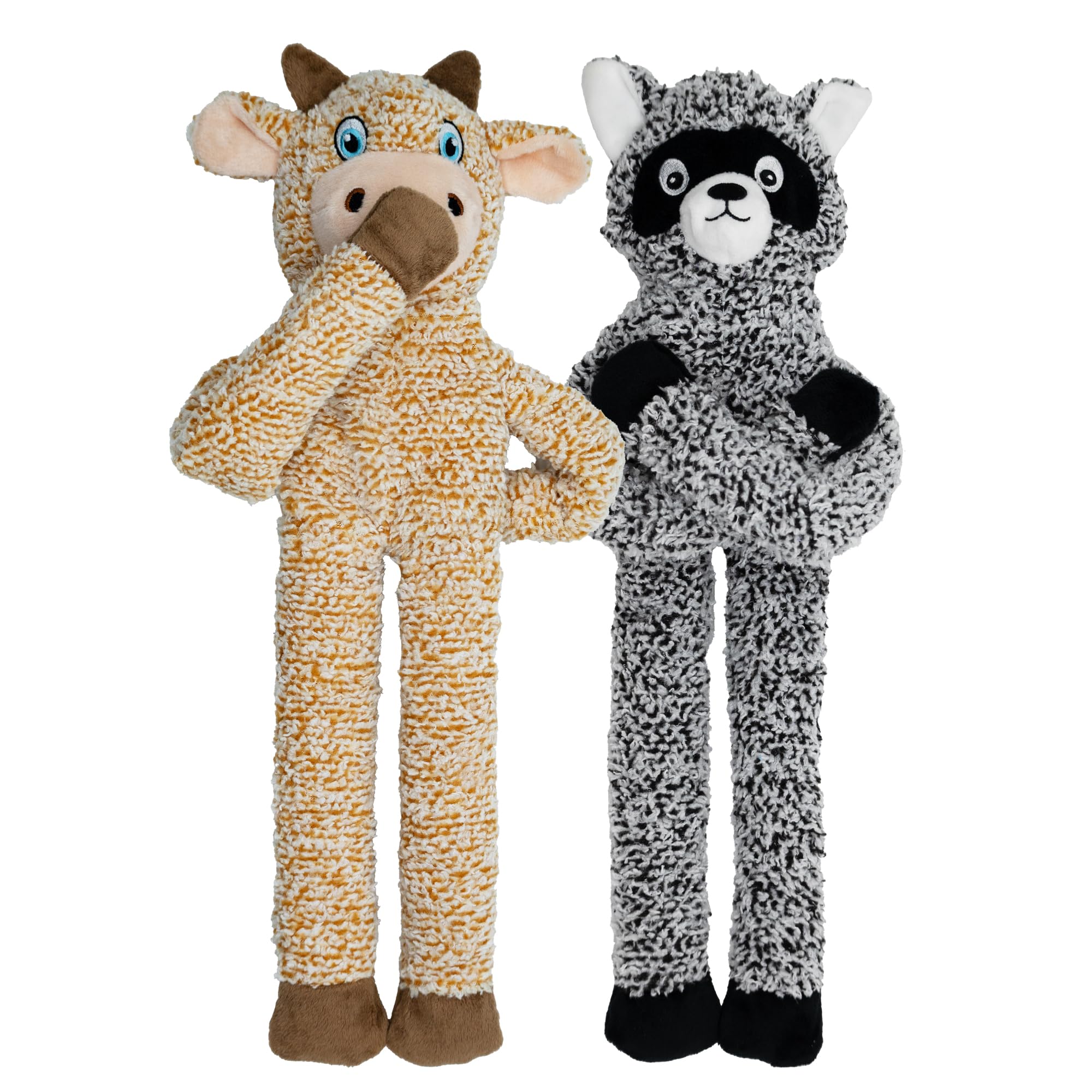 2 Pack Dog Toys With Squeakers, Plush Teething Toys To Keep Them Busy, No Stuffing Crinkle Interactive Dog Animals, Cute Funny D