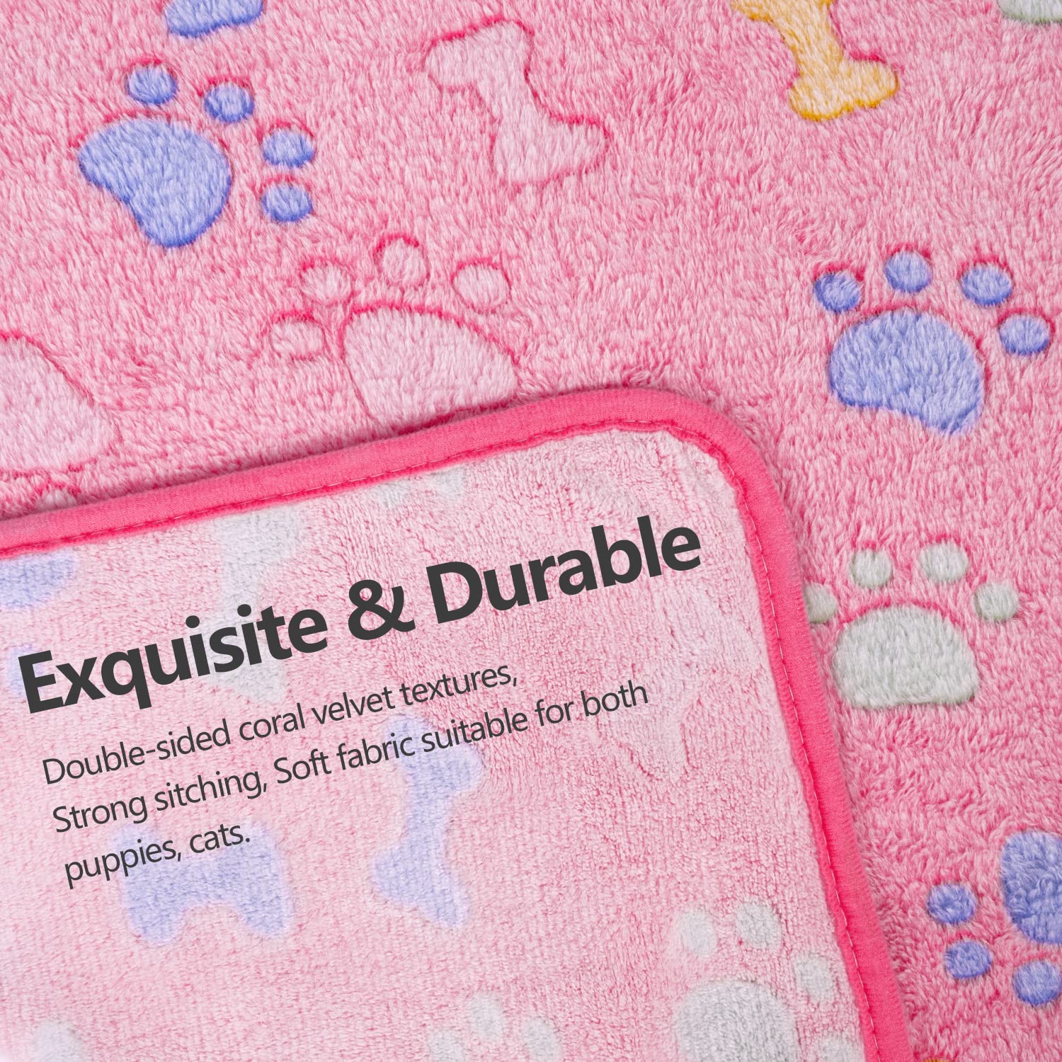 Leapsheep Pet Blankets For Dogs Cats - 3Pack Bone Pattern Super Soft Fluffy Dog Blankets For Small Medium Large Doggy Kitten (Bone, Medium)