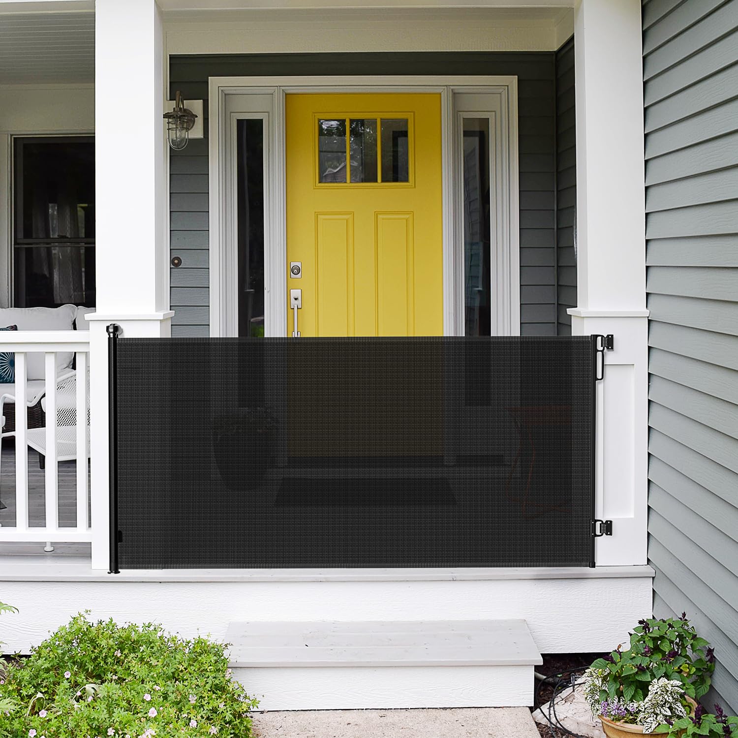 Retractable Baby Gates Extra Wide | 72 Wide x 38 Tall Dog Gates for Stairs | Indoor/Outdoor Use | Child Gates for Doorways, Deck