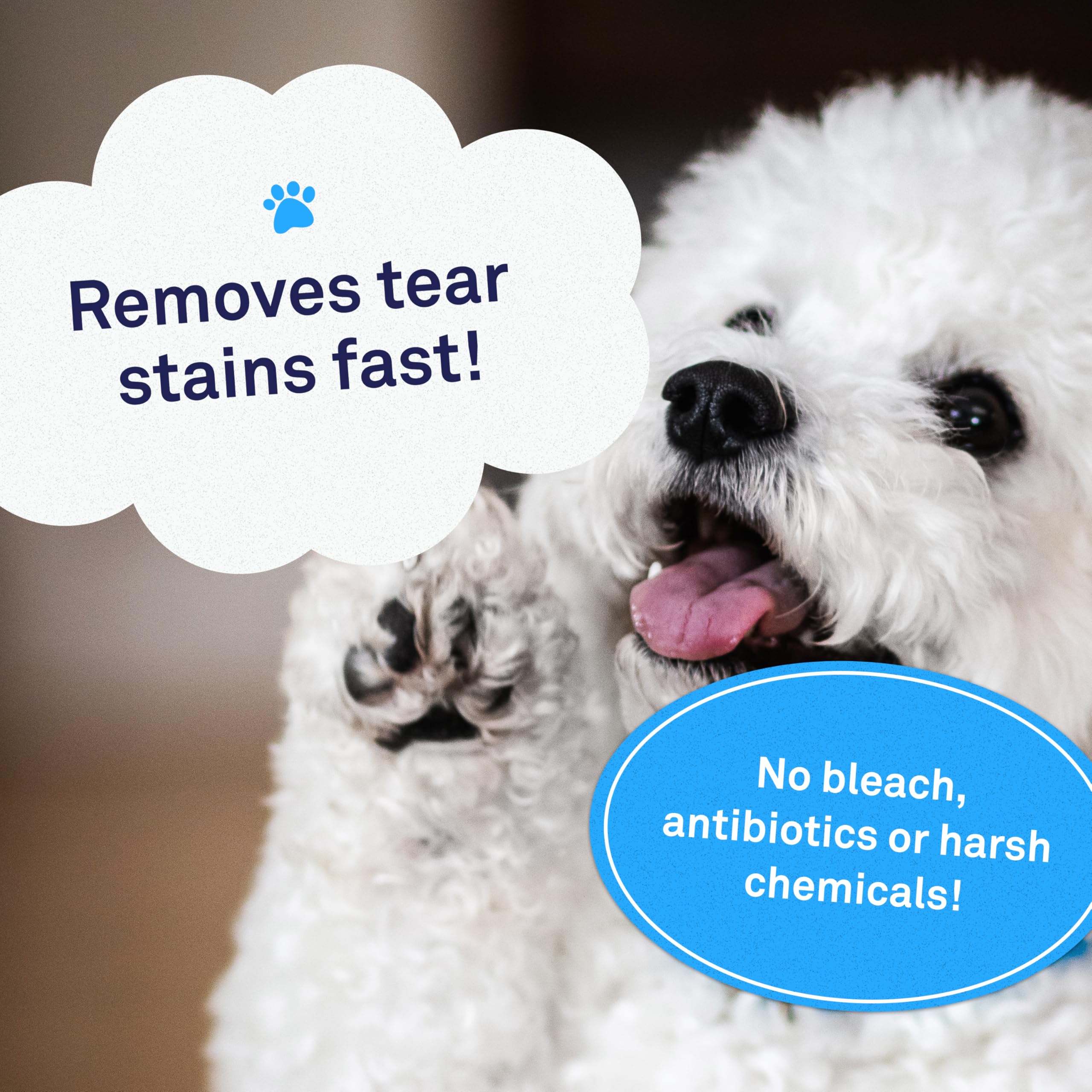 Petpost Tear Stain Remover Wipes for Dogs | 100 Count Gentle Eye Wipes with Juniper Berry & Coconut | Dog Face Wipes for Tear St