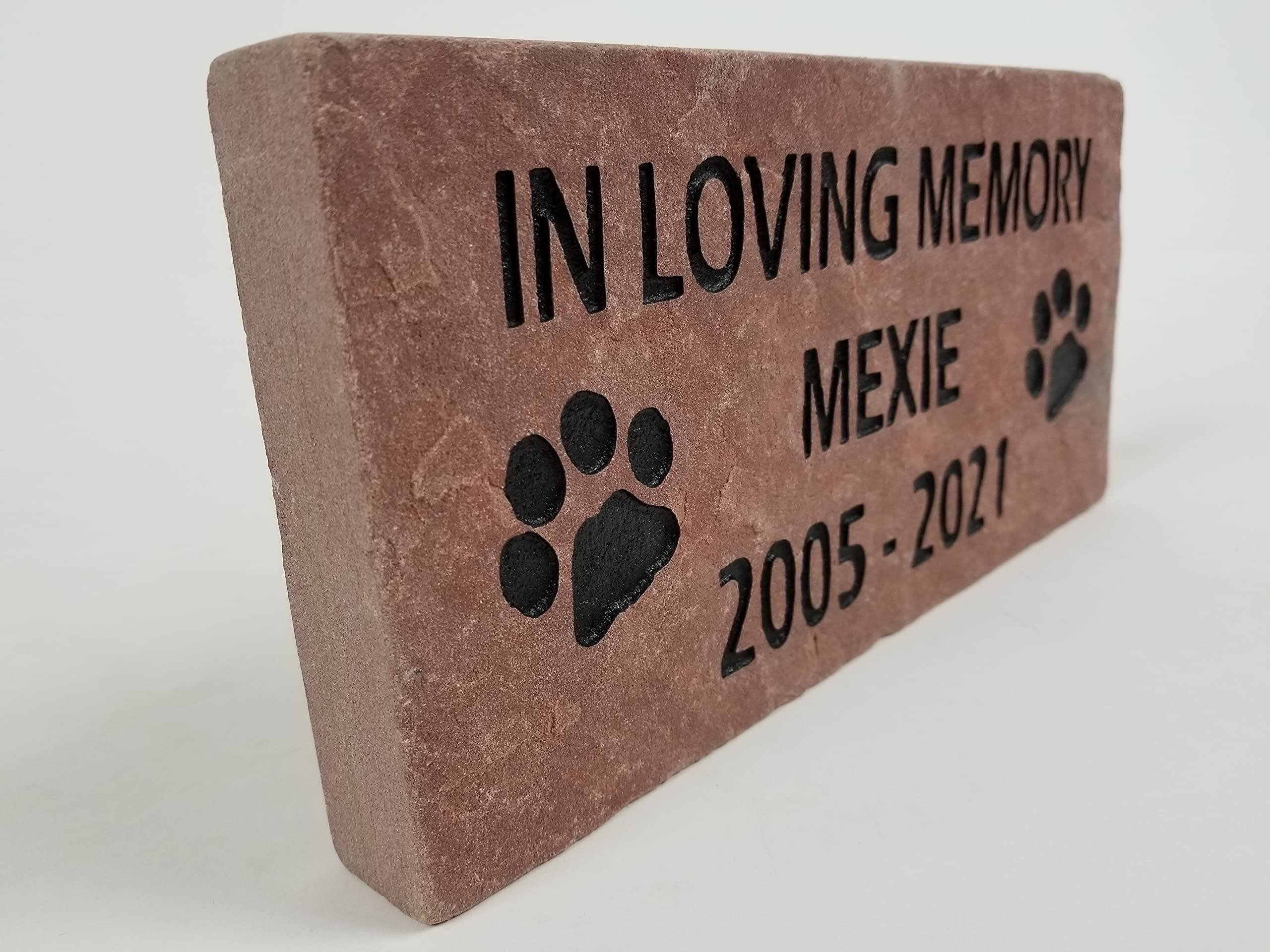 GraphicRocks 6 inch x 12 inch Natural Red Stone Engraved Pet Memorial Stone Headstone Grave Marker Pet Loss Gift Personalized wi
