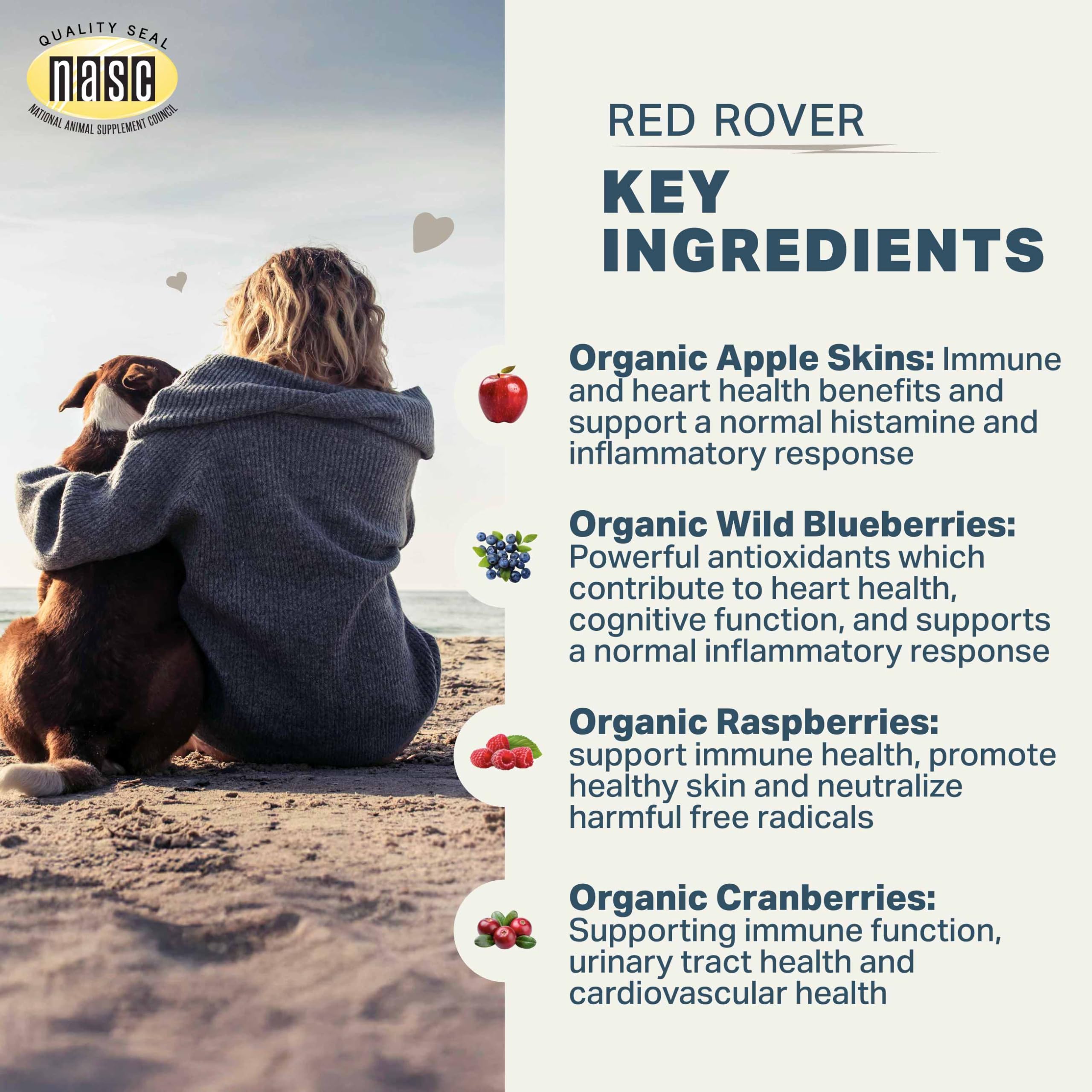 Four Leaf Rover Red Rover - Dog Urinary Tract Supplement - with Vitamins from Organic Berries and Apple - Good Source of Polyphe