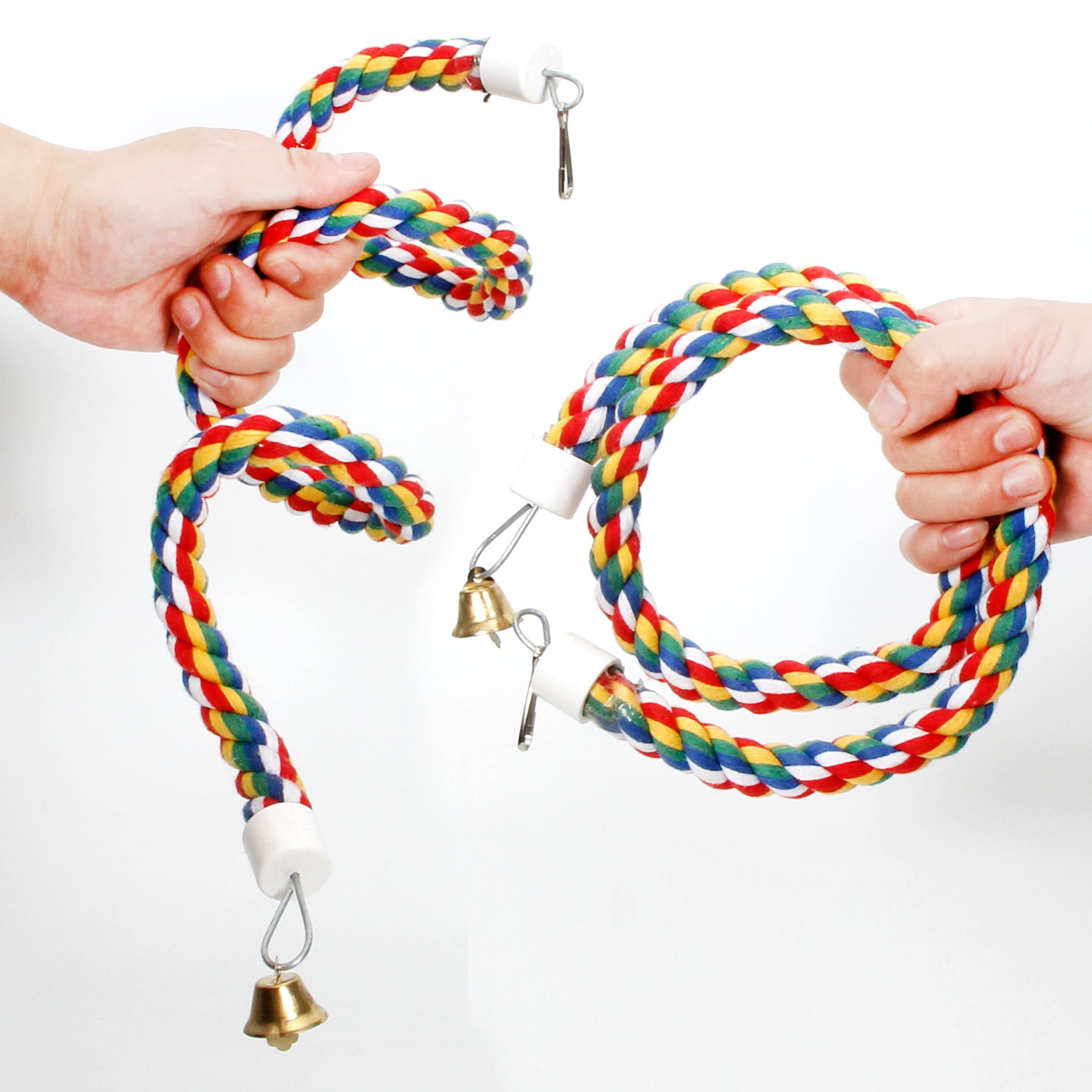 Youngever 2 Pack Birds Toys, Bird Ropes, Bungee Bird Toys, Bird Perches