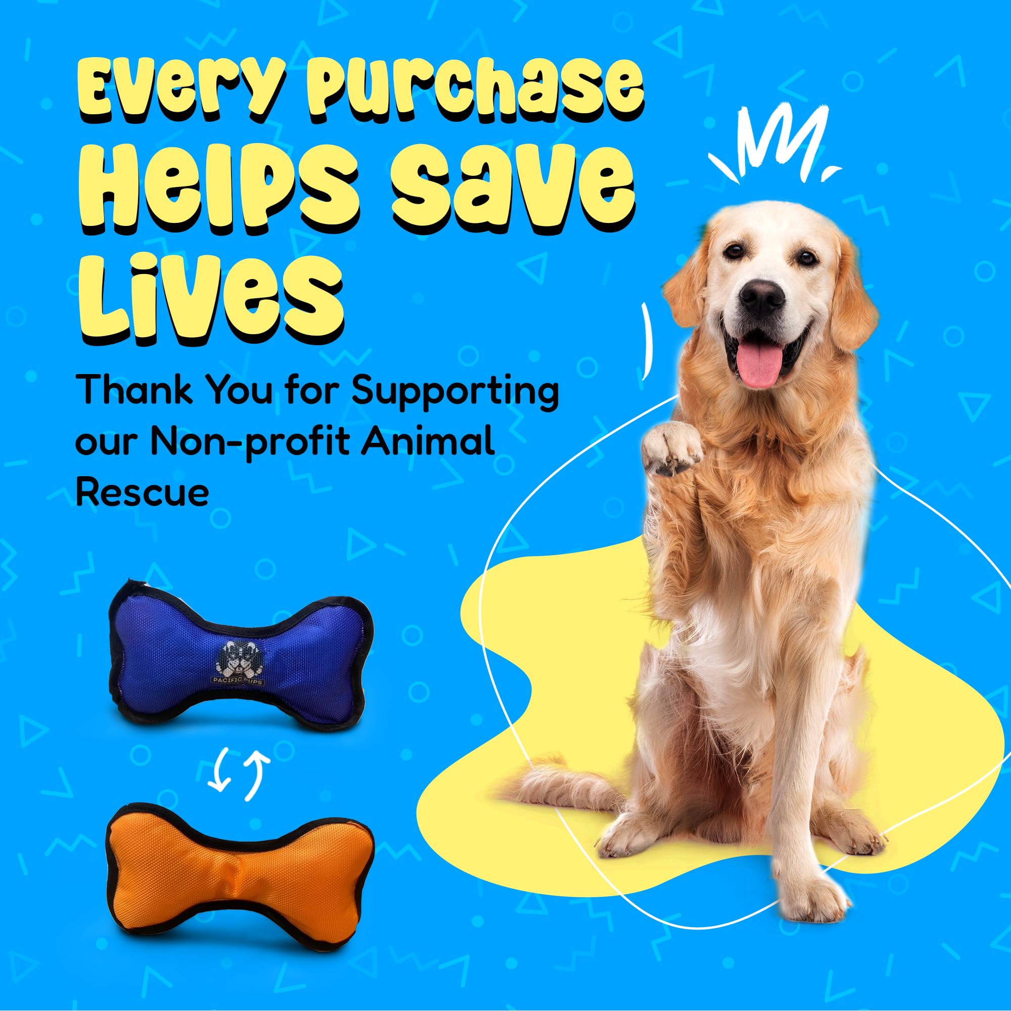 Pacific Pups Products 18 Piece Dog Toy Pack - Dog Chew Toys, Puppy Toys & Outdoor Dog Toys - Dog Toys To Keep Them Busy - Supports Non-Profit Dog Rescue - 18 Toys For Dogs