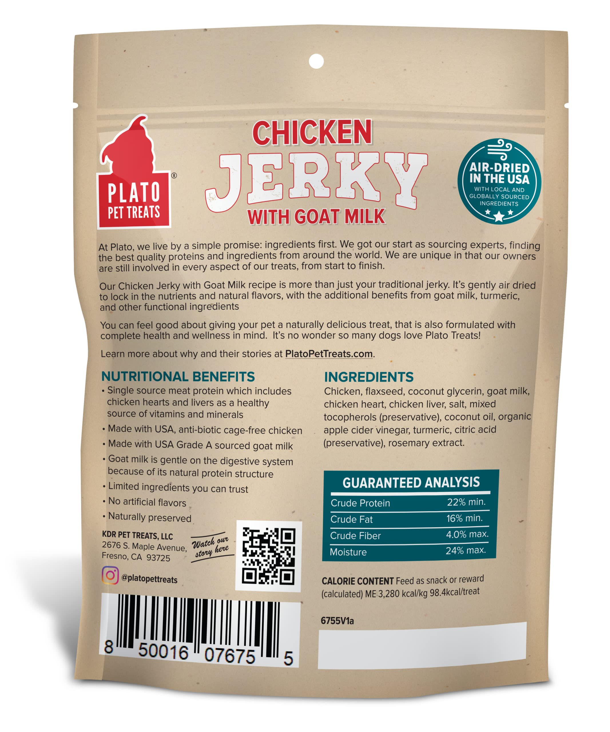 Plato Dog Jerky Chicken With GoatS Milk 16Oz