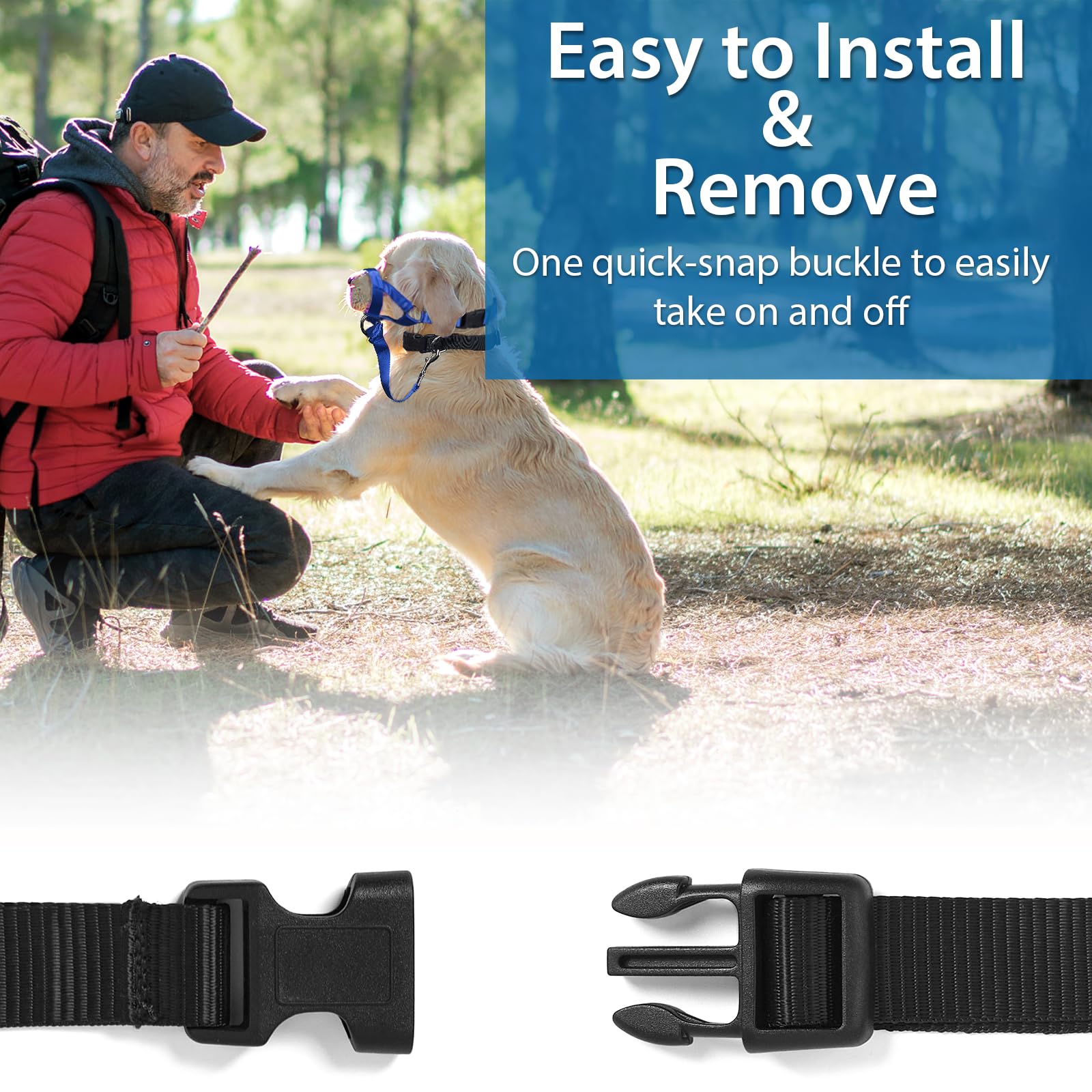 Soft Dog Head Collar, No Pull Training Tool For Small Medium Large Dogs On Walks, Gentle Training Collar And Control For Heavy Pullers, Includes Free Training Guide (M, Blue)