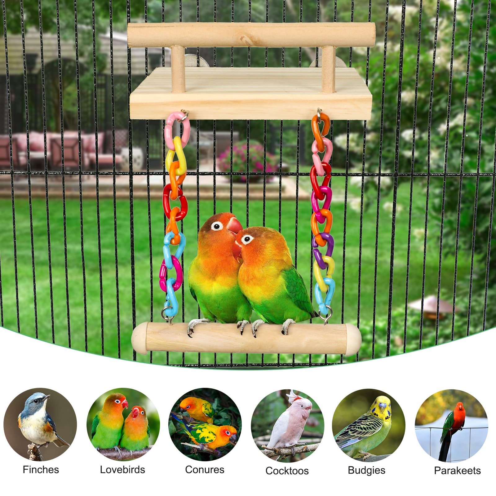 FrgKbTm Bird Perches Cage Toys Parrot Wooden Platform Play Gyms Exercise Stands with Acrylic Wood Swing Ferris Wheel Chewing for
