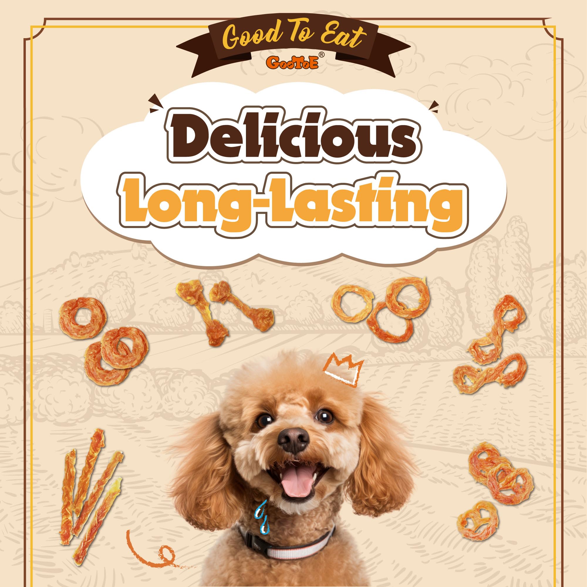 Gootoe Turkey Tendon Dog Treats, Bone (M) 1 lb, 100% USA Sourced Turkey, Natural Snack, Premium Puppy Chews, Hypoallergenic, Raw
