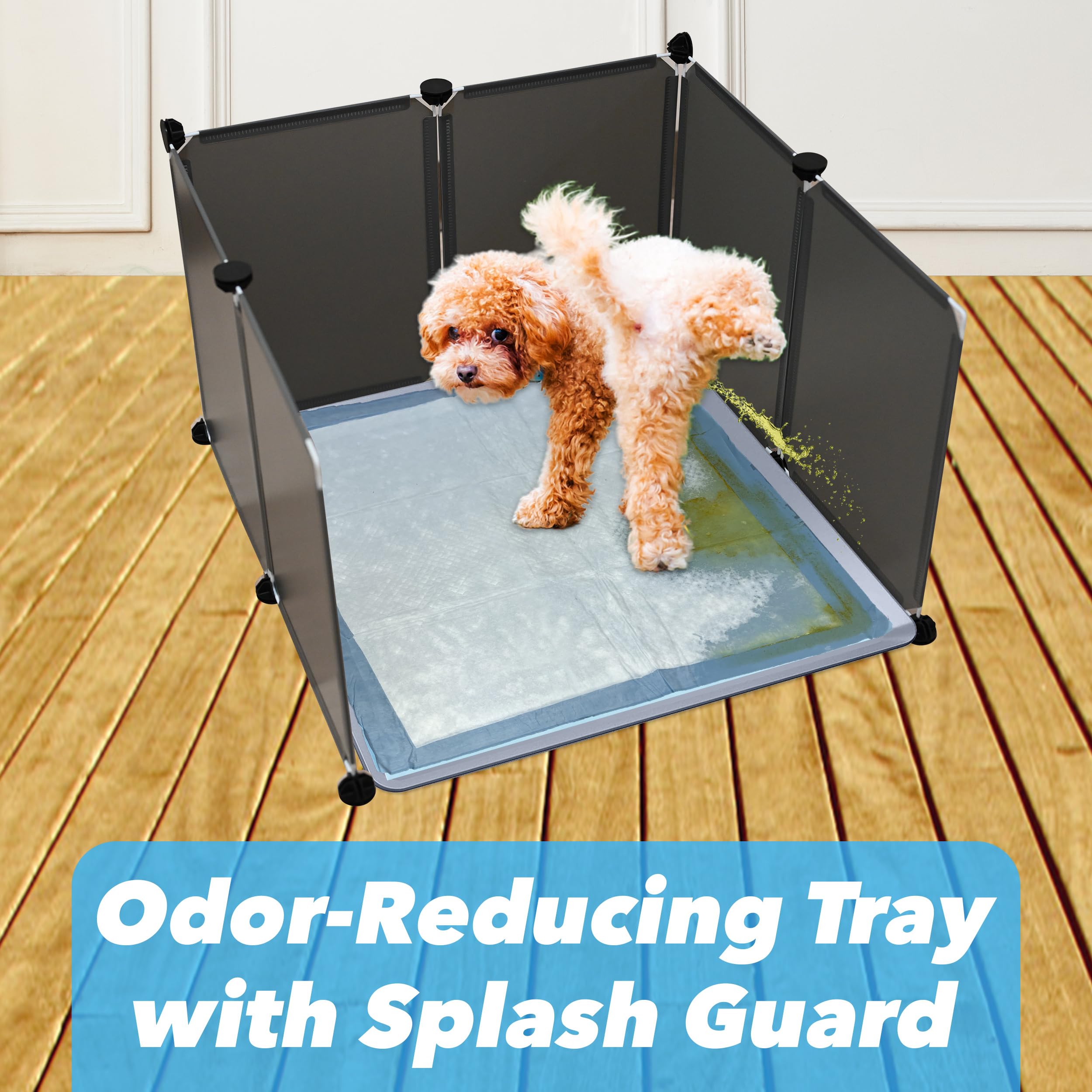 Tidyfriend Litter Box Splash Guard, Litter Box Pee Shields For Dogs, Easy To Clean Indoor Dog Fence With Puppy Pee Pad Holder Tr