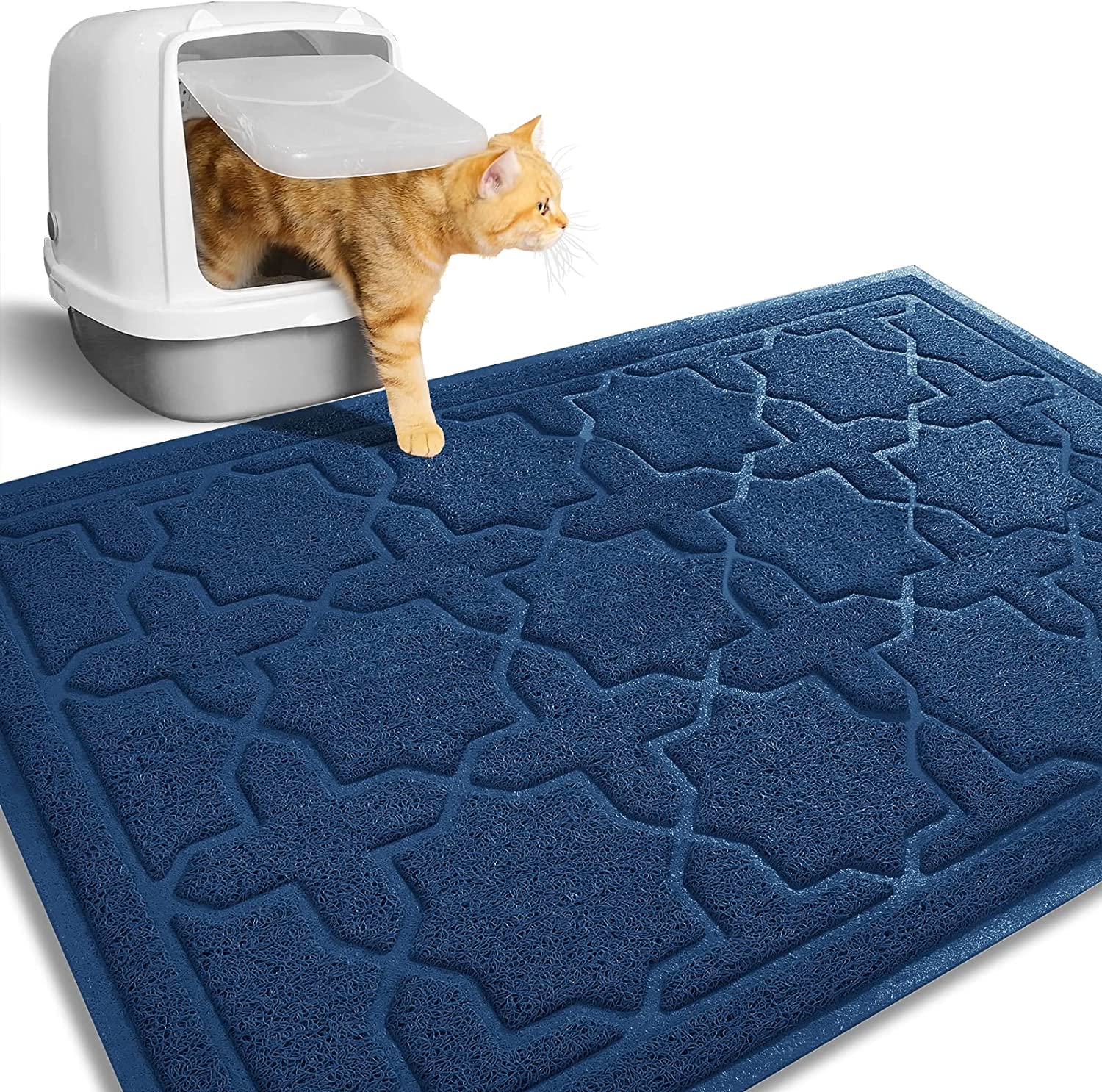Yimobra Cat Litter Mat, 35.4x23.6 Litter Box Mat with Litter Lock Mesh, Soft Cat Litter Mat Litter Trapping Mat, Easy to Clean, 