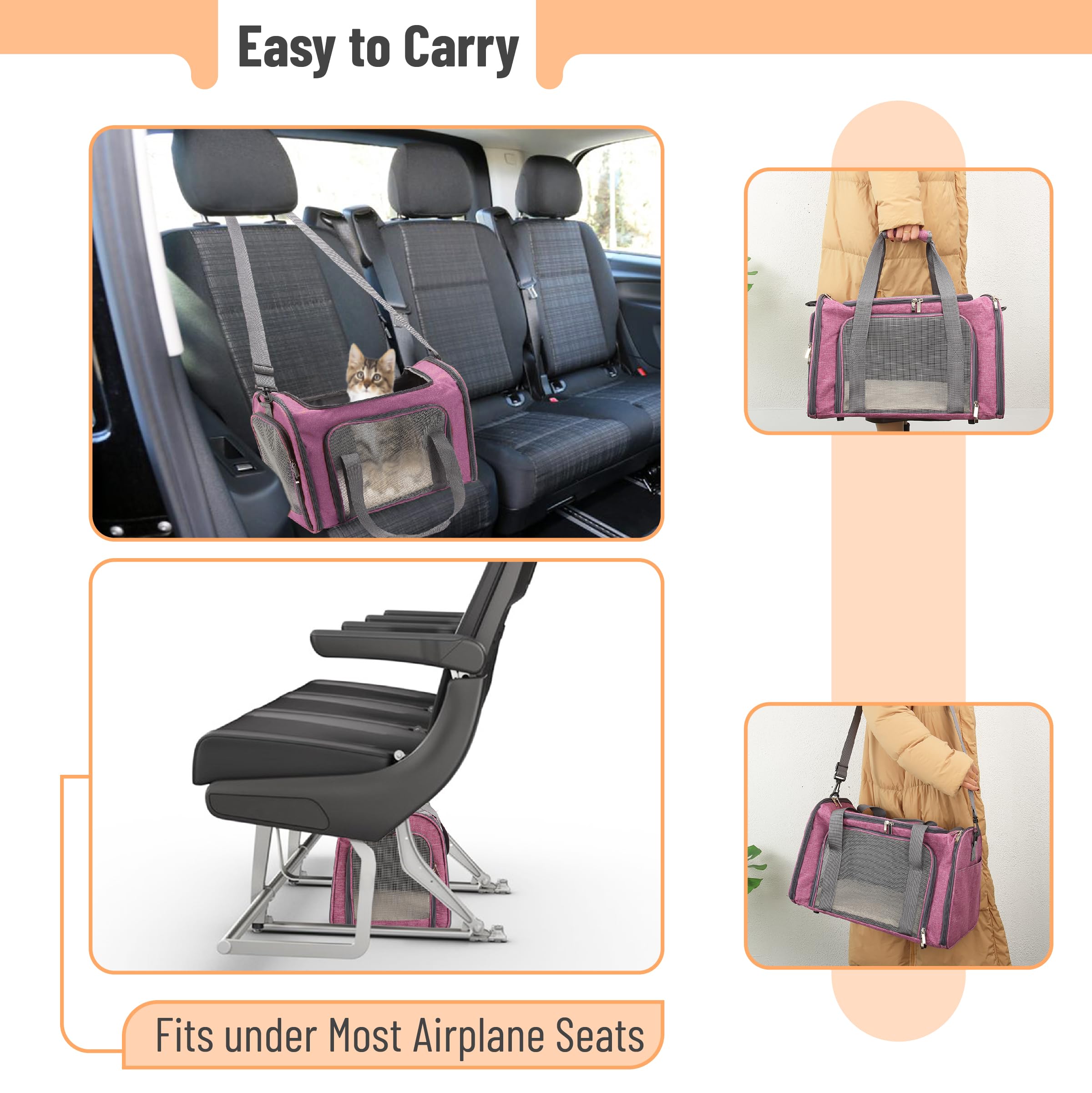 Mr. Pen- Pet Carrier, Pink, Soft-Sided Cat & Dog Carrier, Bag for Travel