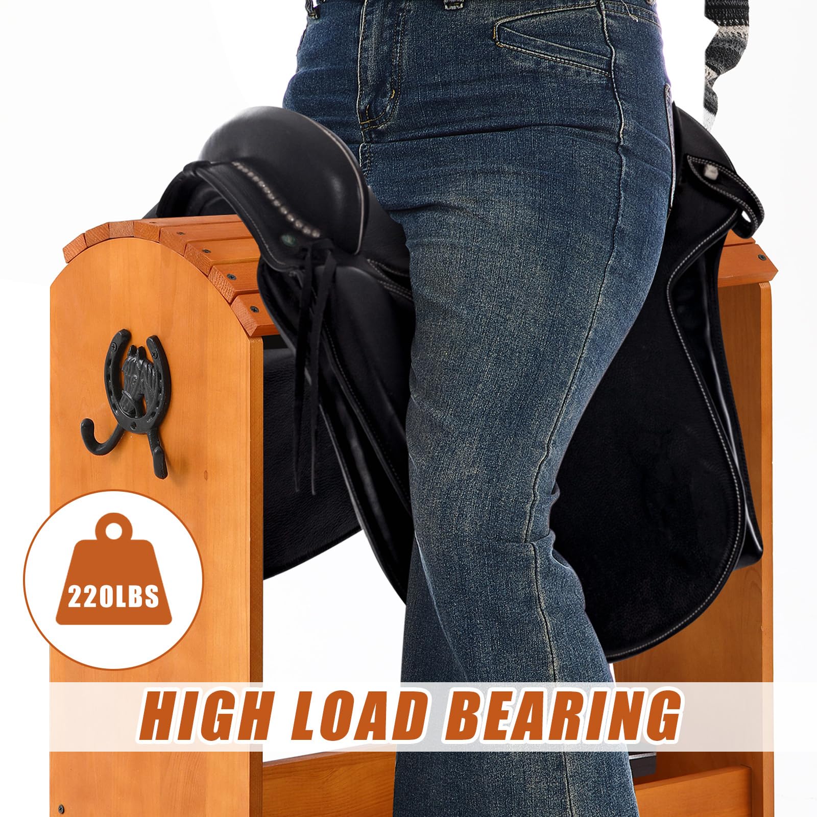 Threehoney Pine Wood Saddle Rack Horse Saddle Rack Stand For Western Saddles And Horse Tack Organizers Heavy Duty Horse Saddle T