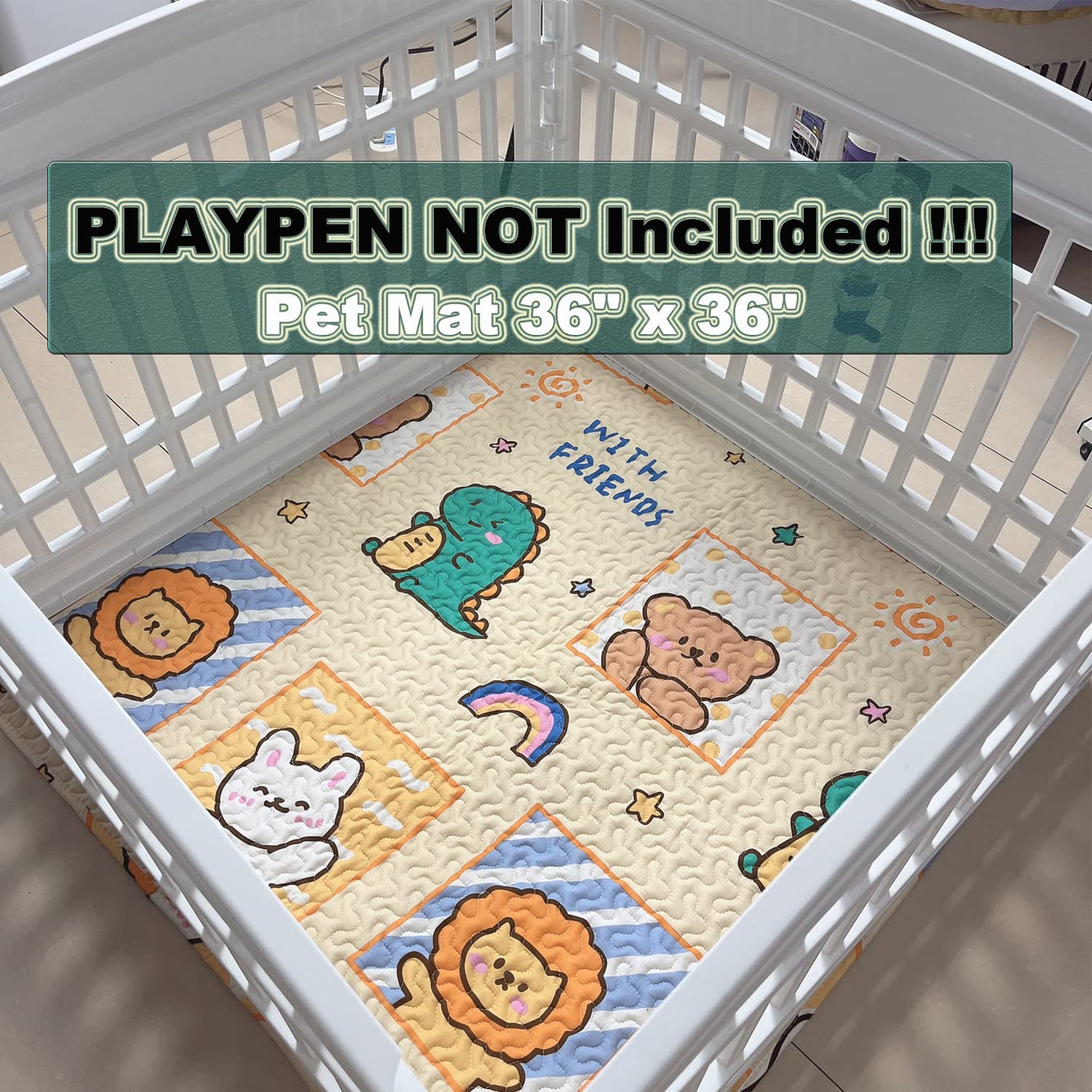 New Upgrade Dog Playpen Mat 2-Pack Crate Mat Puppy Pads, Personalized Dog Crate Pad,[Playpen Not Included!],Reusable Whelping Pl
