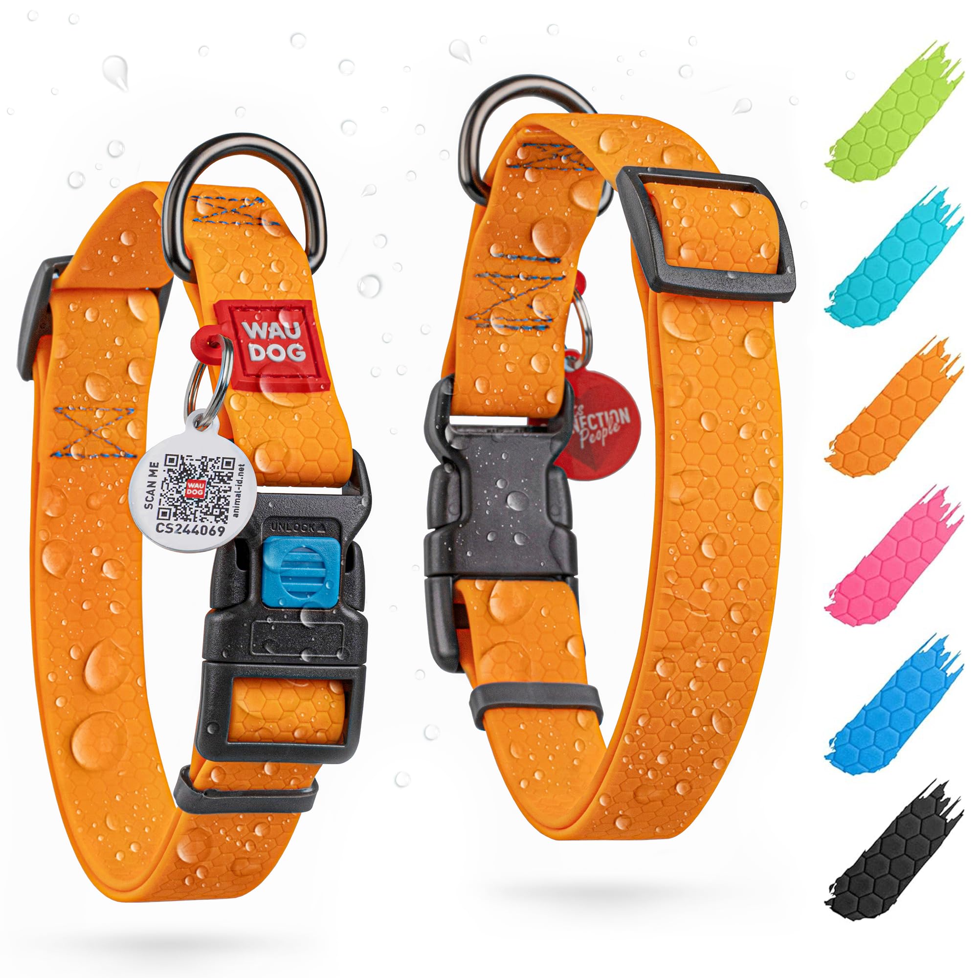 Waudog Waterproof Dog Collar - Adjustable Dog Collar For Large Dogs, Small And Medium Dogs - Breakaway Dog Collar Waterproof Wit