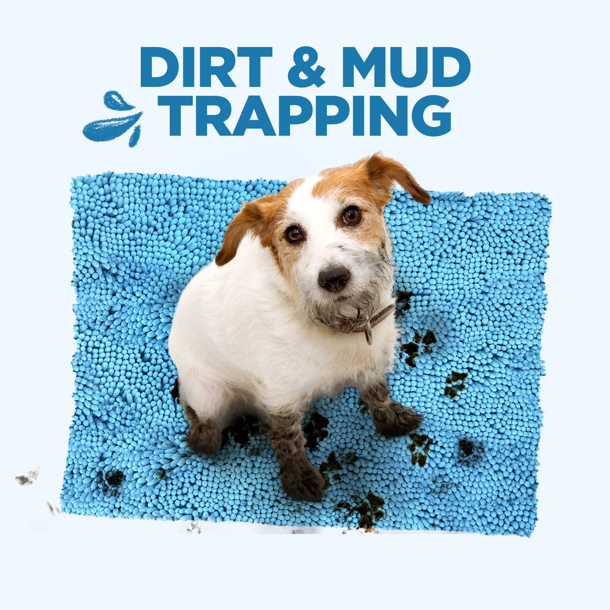 Soggy Doggy Doormat Plain Solid Color Design | Blue | Large 26    X 36    | Ultra Absorbent Microfiber Chenille Wet Dog Mat For