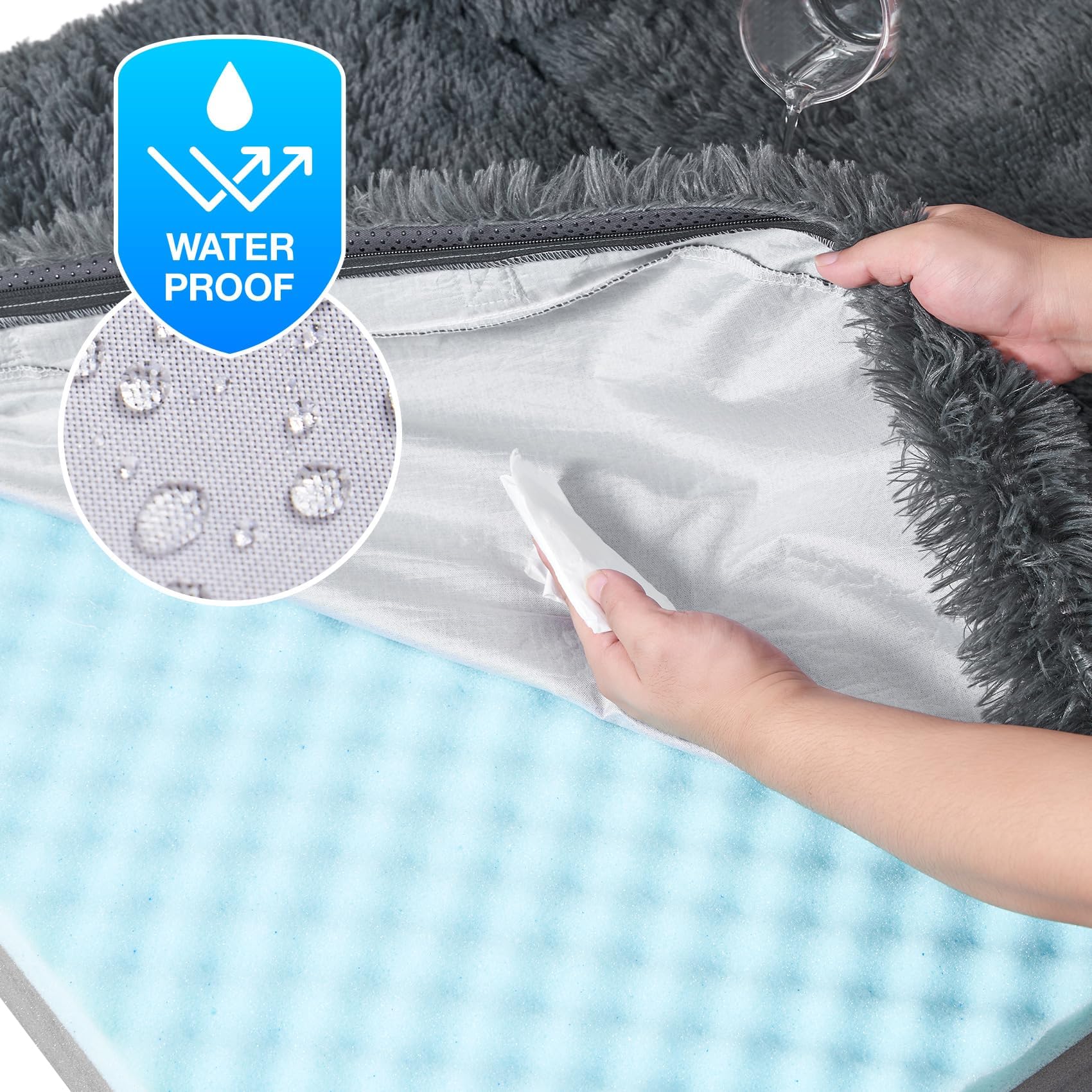 Eheyciga Foldable L Dog Bed, Faux Fur Fluffy Dog Couch Bed, Orthopedic Calming Memory Foam L Pet Bed For Large Dogs, Washable So