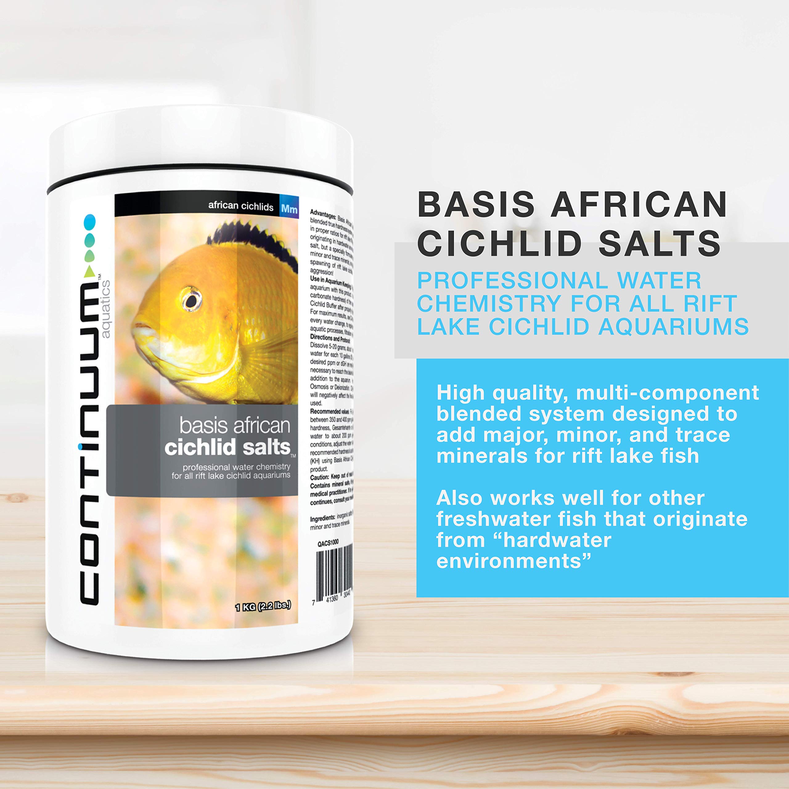 Continuum Aquatics Basis African Cichlid Salts - Professional Blend for Rift Lake Cichlid Aquariums, 500g, Model QACS500
