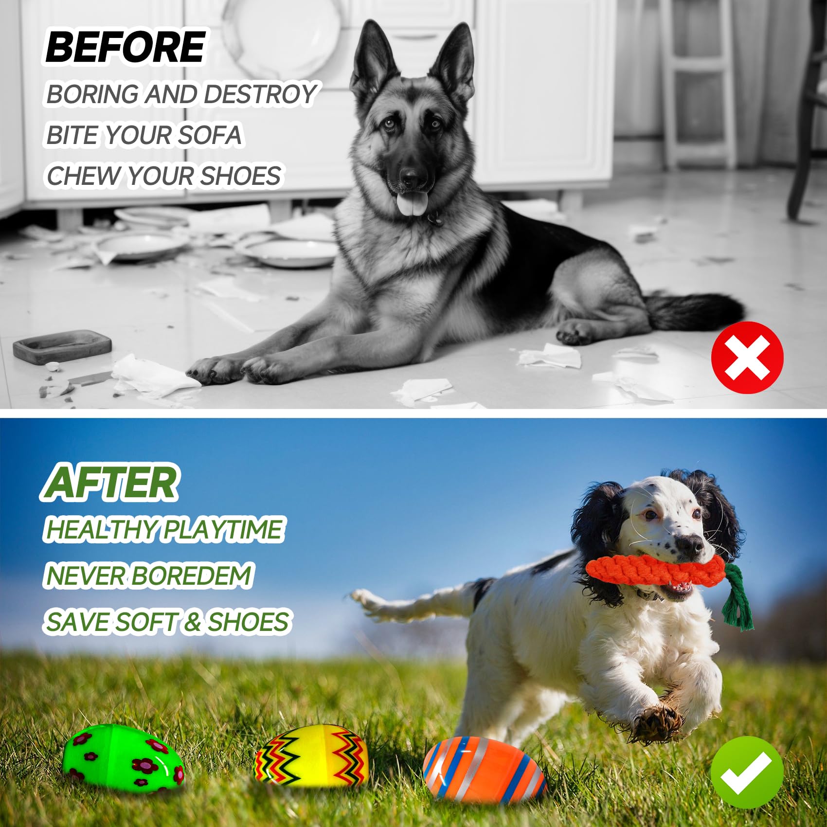 8Pcs Carrot Dog Toy Set - 2 Durable Carrot Rope Chew Toys And 6 Sniff Training Eggs, Interactive Puppy Toys For Small/Medium/Lar