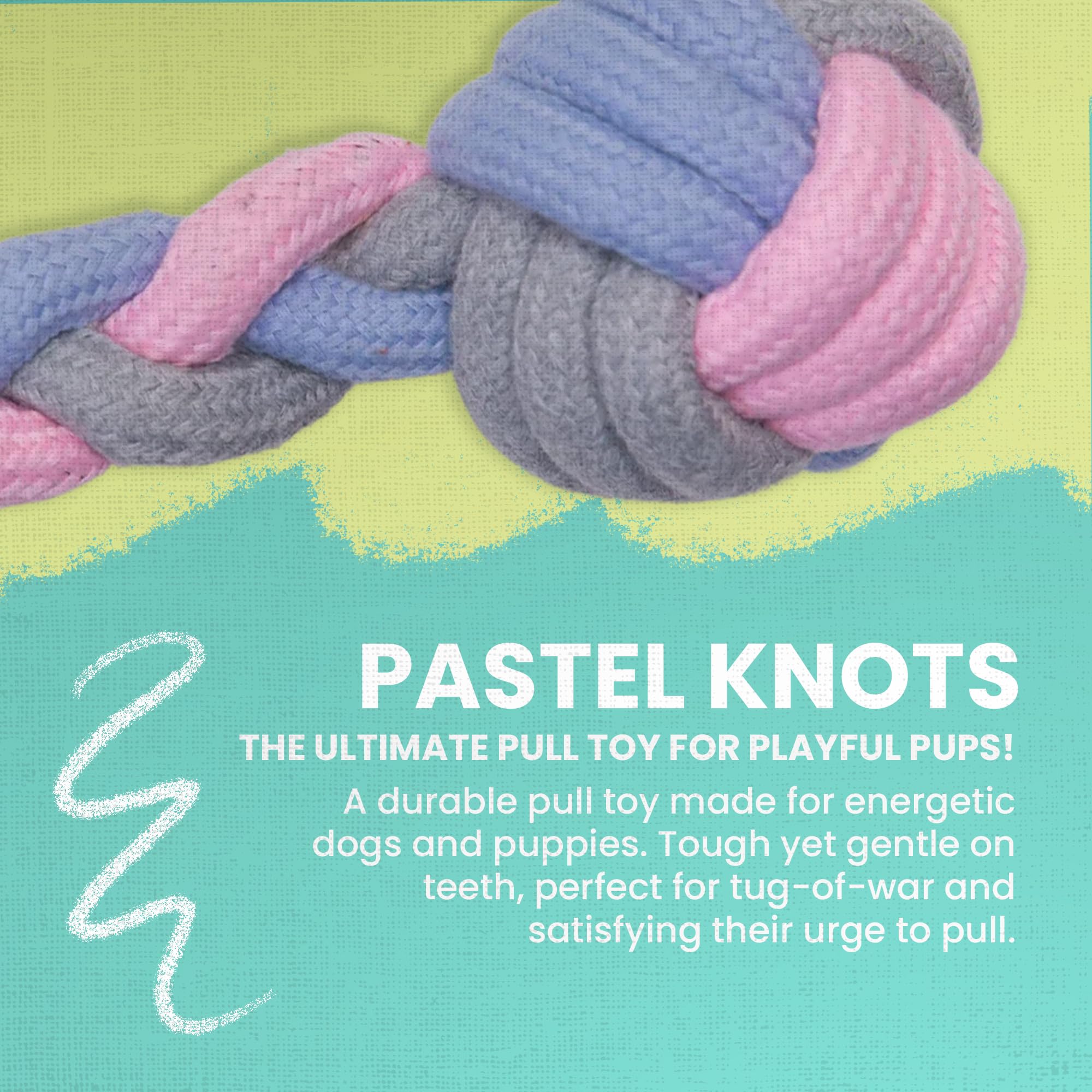 Snugarooz Pastel Knots Rope Dog Toy ?Durable Two-Knot Design In Fun Pastel Colors - Perfect For Tugging - Chewing And Interactive Play