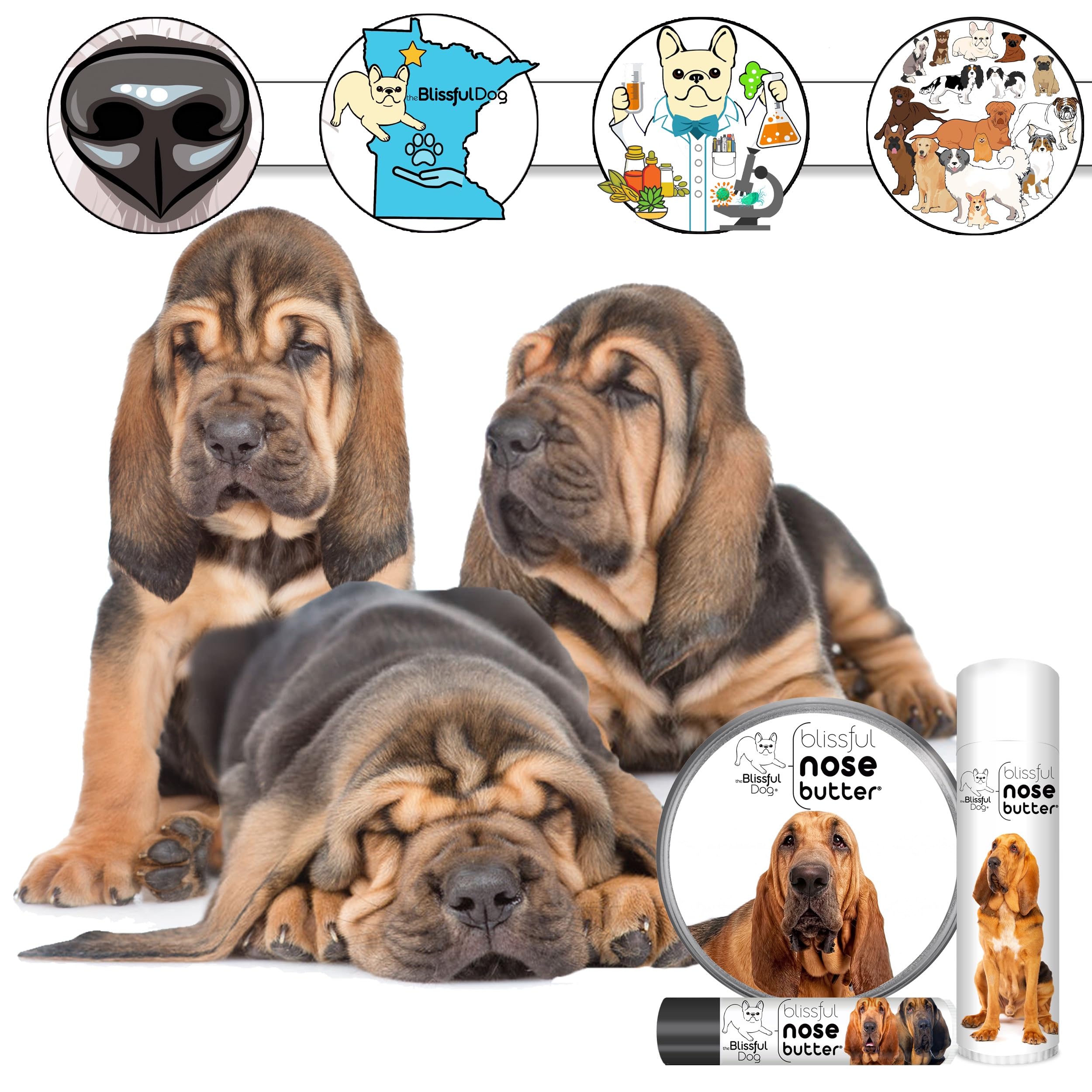 The Blissful Dog Bloodhound Nose Butter, Versatile Dog Nose Balm for Dry Nose, Handcrafted Nose Moisturizer, Easy-to-Apply Dog E