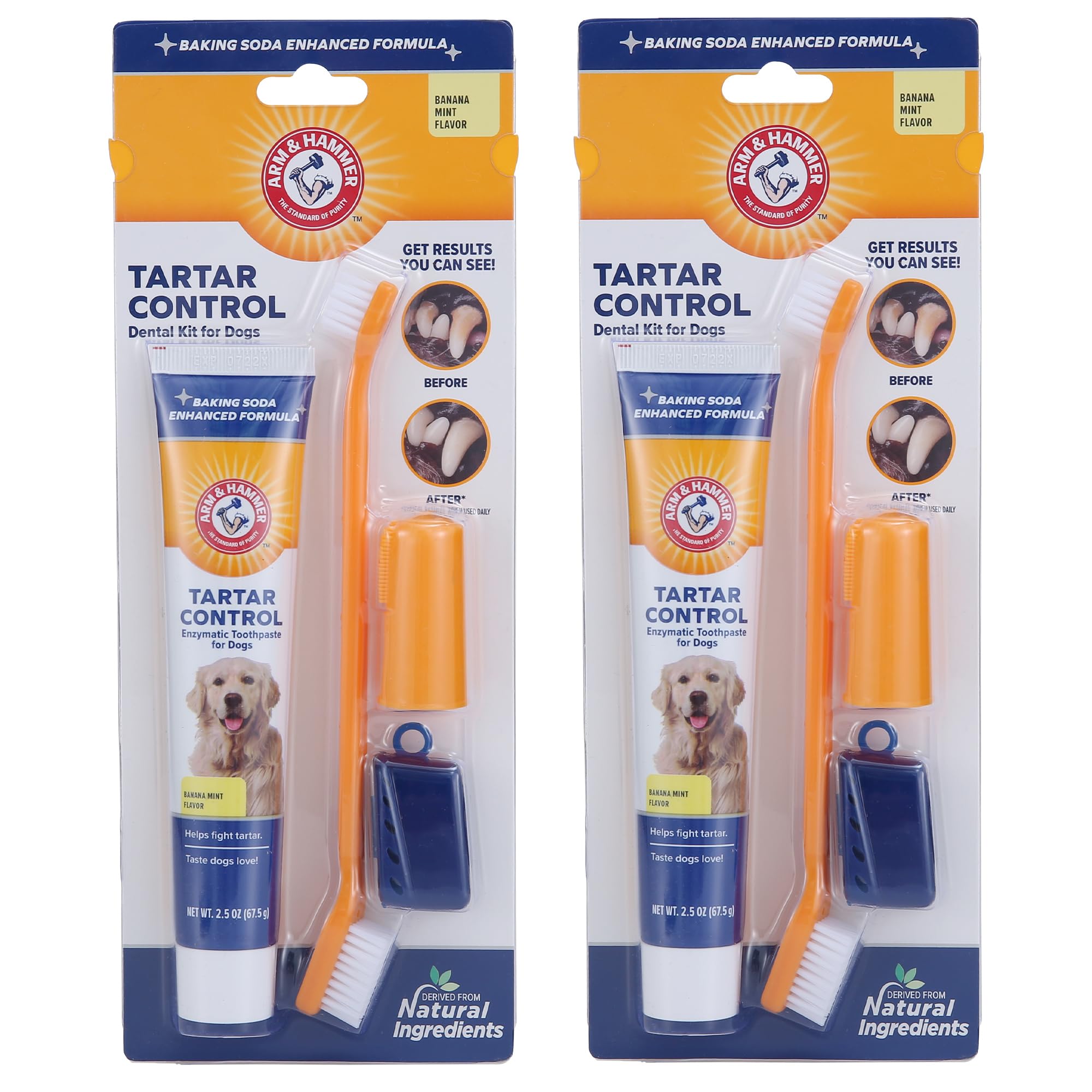 Arm & Hammer for Pets Tartar Control Kit for Dogs 3-Piece Kit Contains Toothpaste, Toothbrush & Fingerbrush Reduces Plaque & Tar