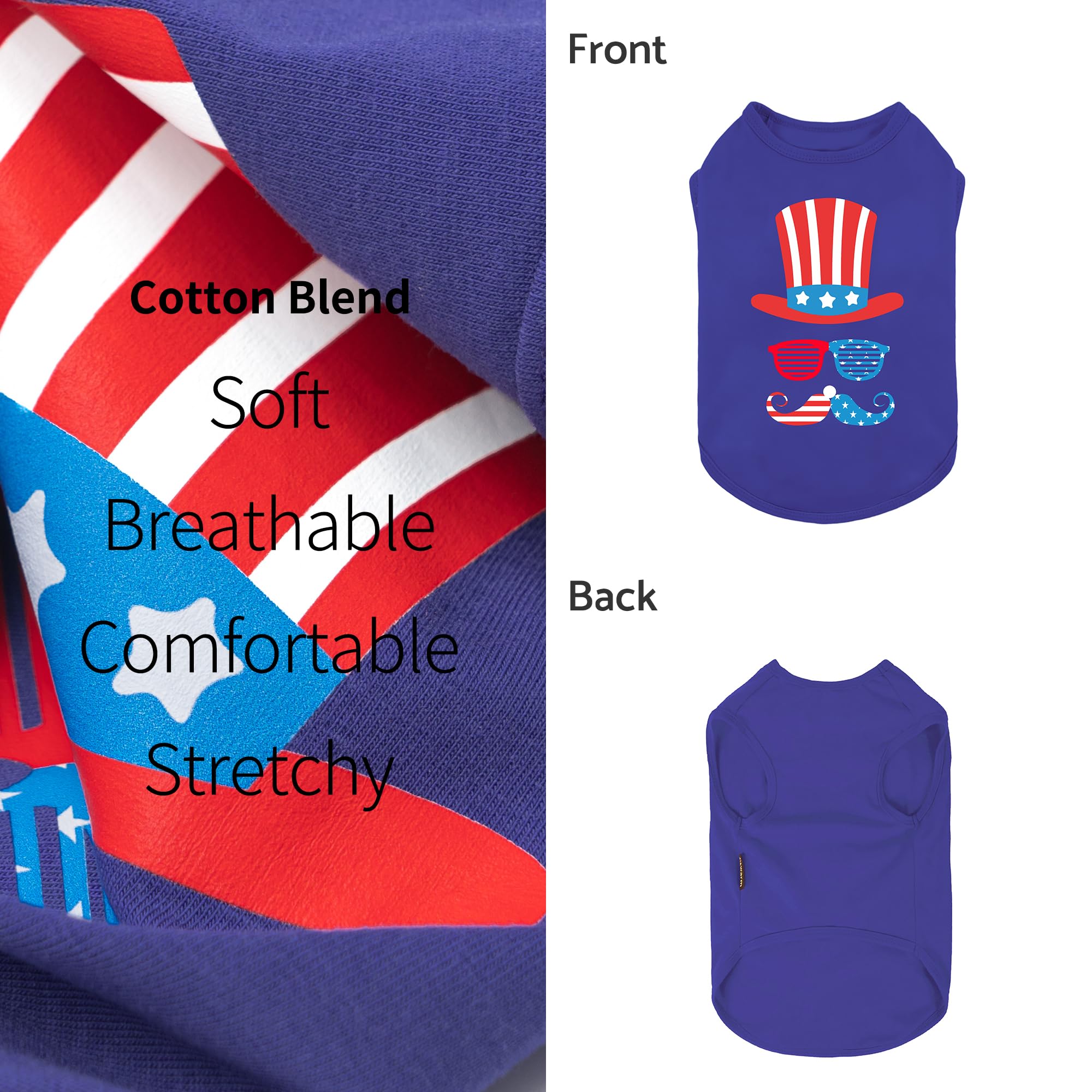 Fitwarm Patriotic Funny Dog Shirt, 4Th Of July Outfit For Small Dogs Boy Girl, Festive Pet Clothes, Red, White, Blue, Medium