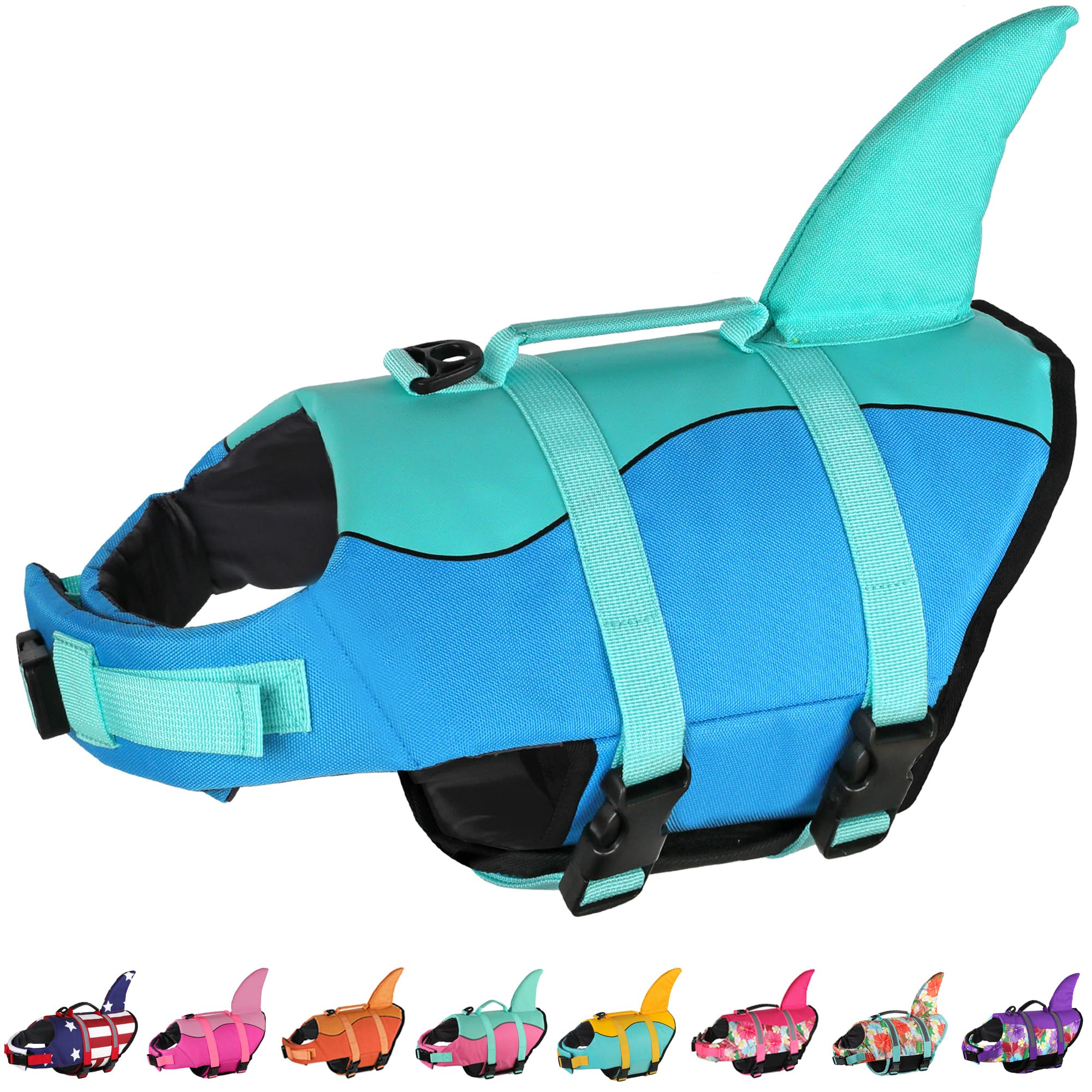 Dogcheer Dog Life Jacket, Cute Shark Dog Life Vest For Swimming Boating With Superior Buoyancy And Rescue Handle, Adjustable Pup