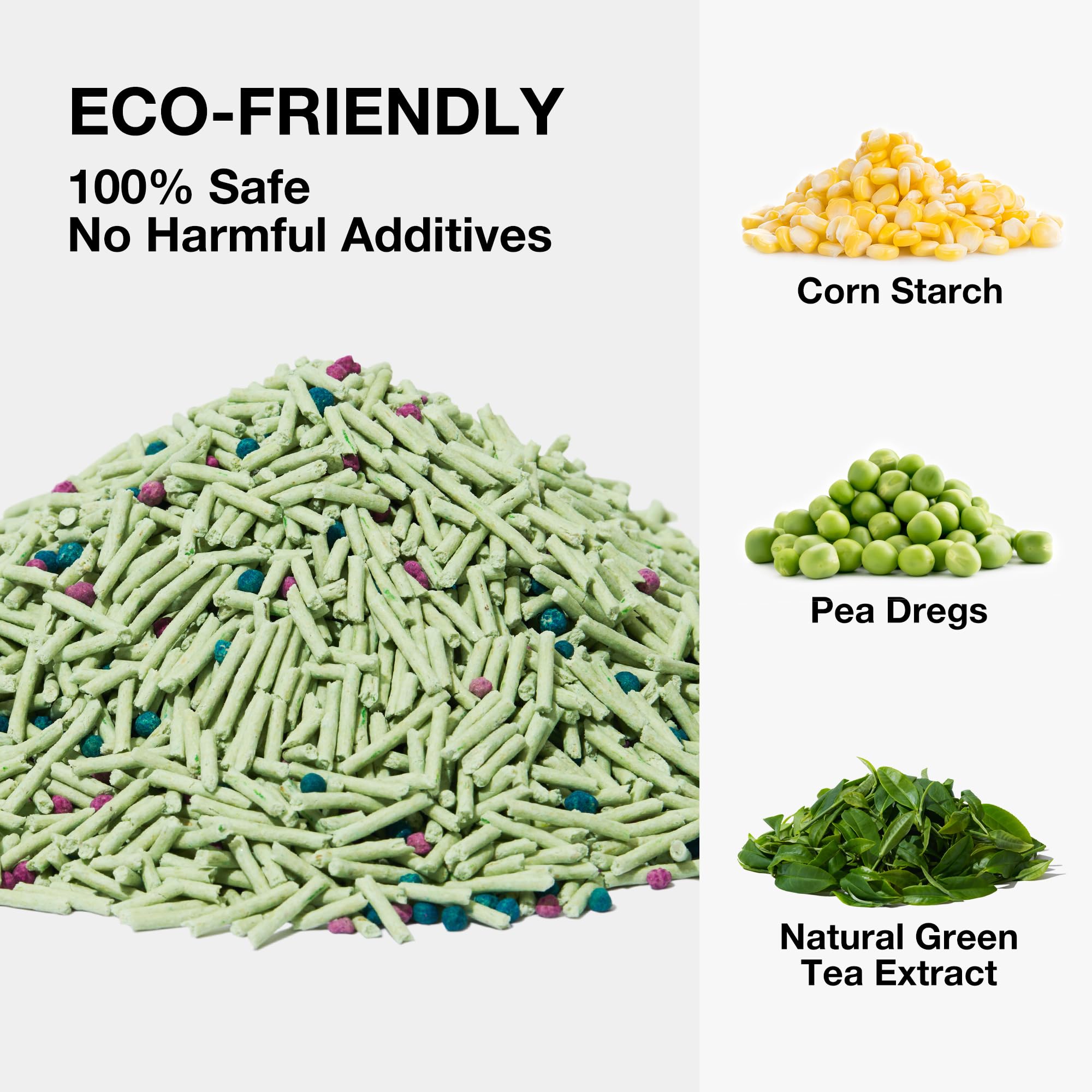 Vetreska Tofu Cat Litter, Natural Kitty Litter Strong Clumping Flushable Cat Litter Pellets Ultra Absorbent, Odor Control, Dust-