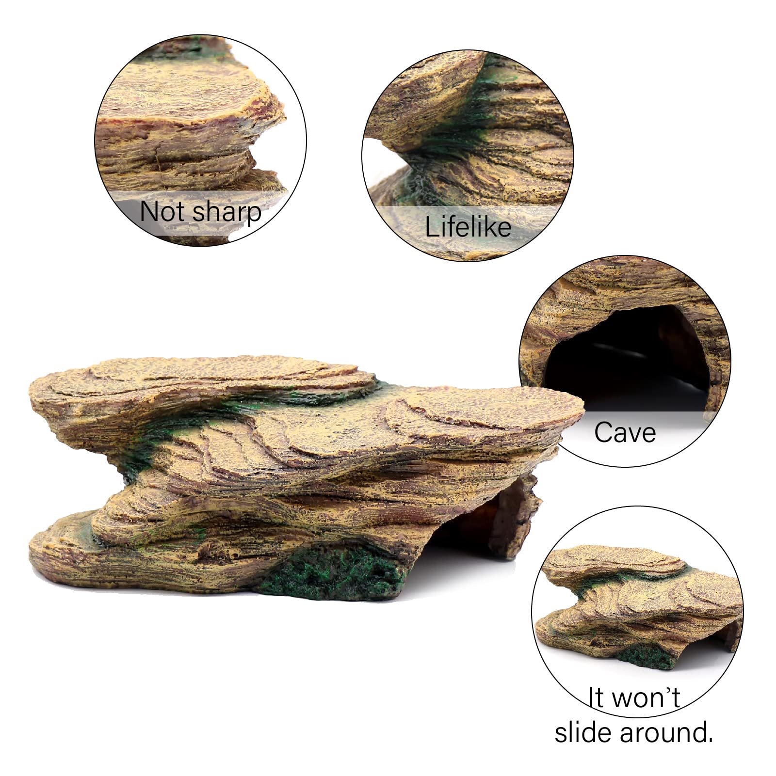 Turtle Basking Platform Shale Scape Step Ledge, Reptile Cave Hideout Turtle Tank Accessories Decorations, Great for Reptiles, Am