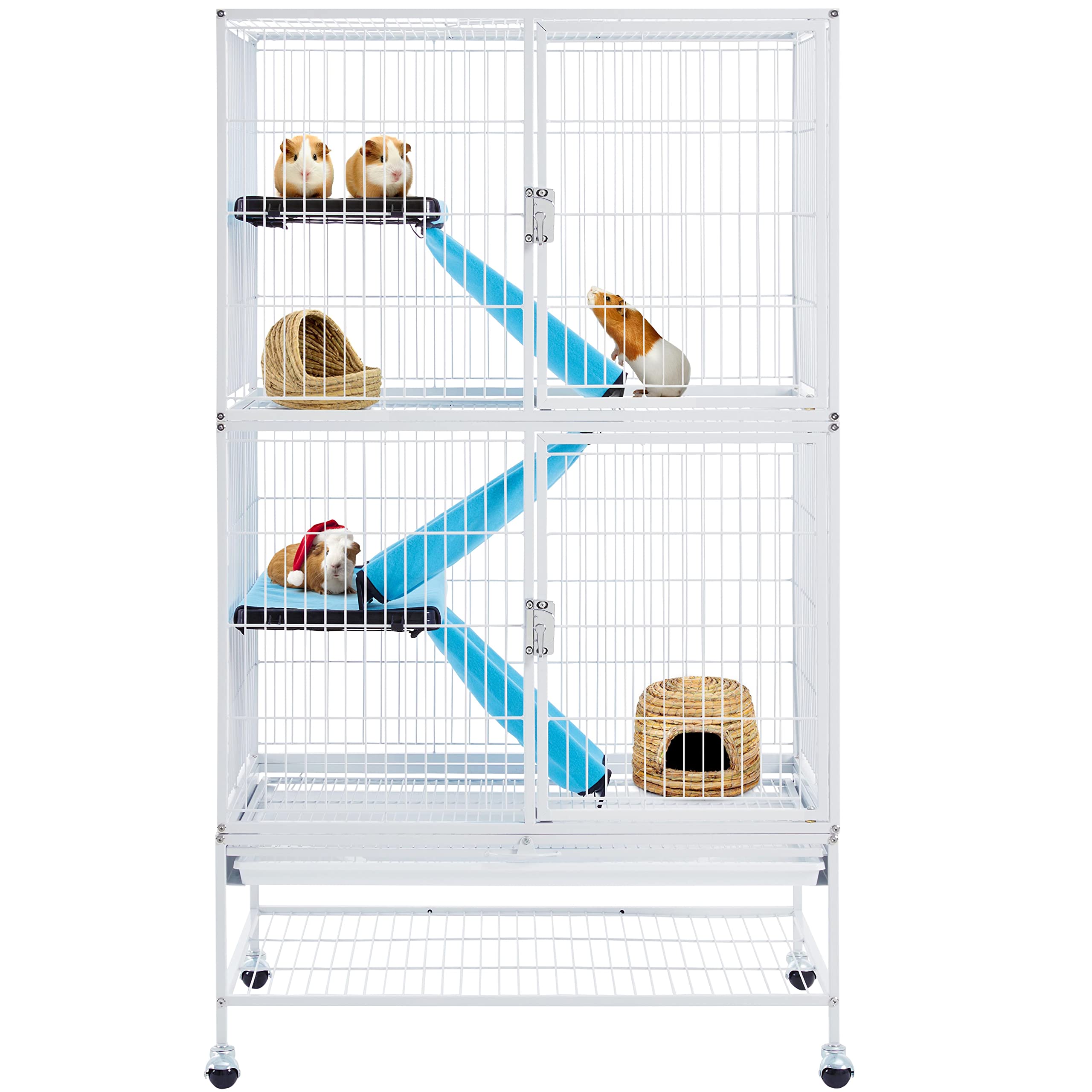 Yaheetech Rolling 2-Story Ferret Cage Small Animal Cage For Chinchilla Adult Rats Metal Critter Nation Cage W/ 2 Removable Ramps