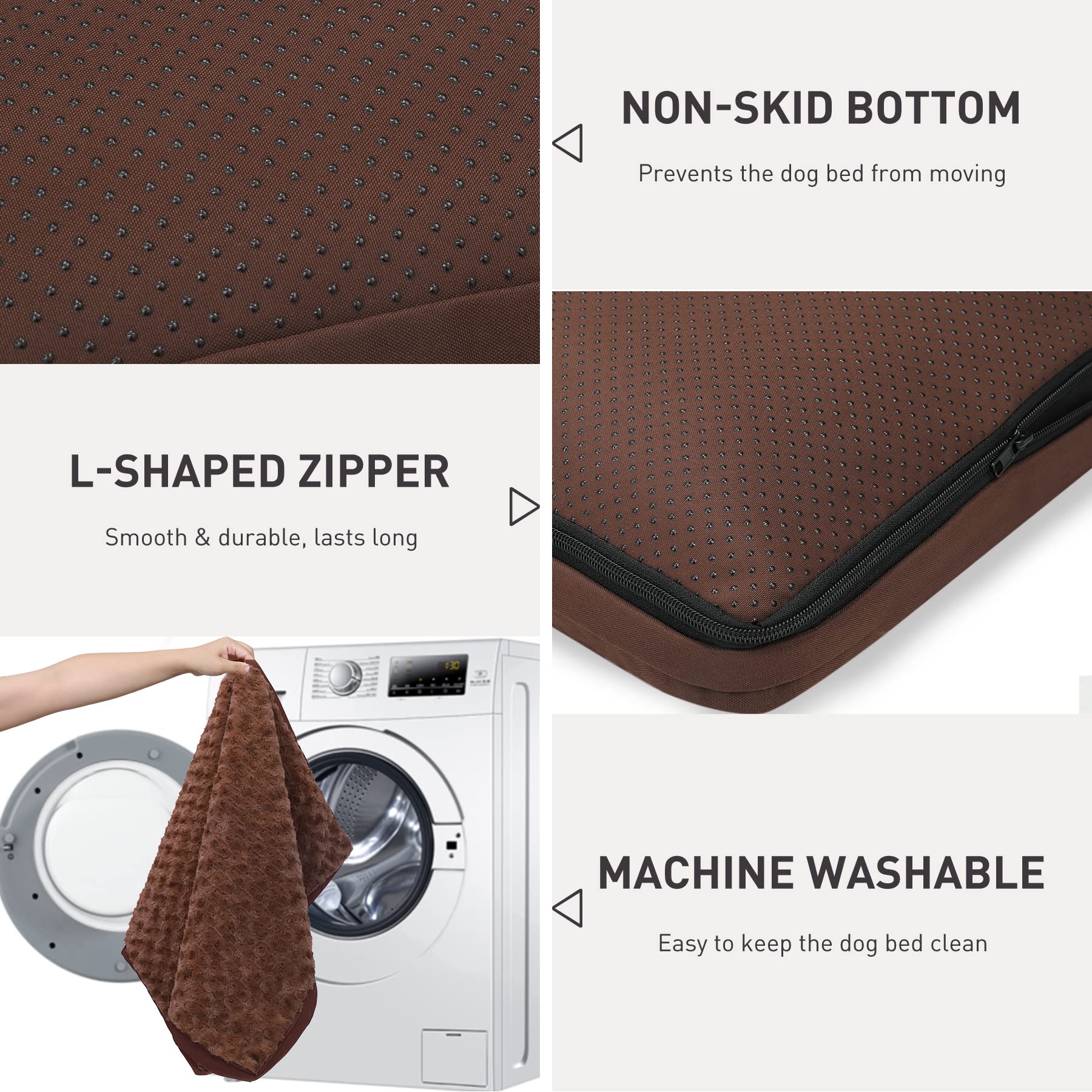 Dog Crate Bed Waterproof For Large Dogs - Rose Velvet Soft Fluffy Washable With Removable Cover & Anti-Slip Bottom, 35 X 22 Inch