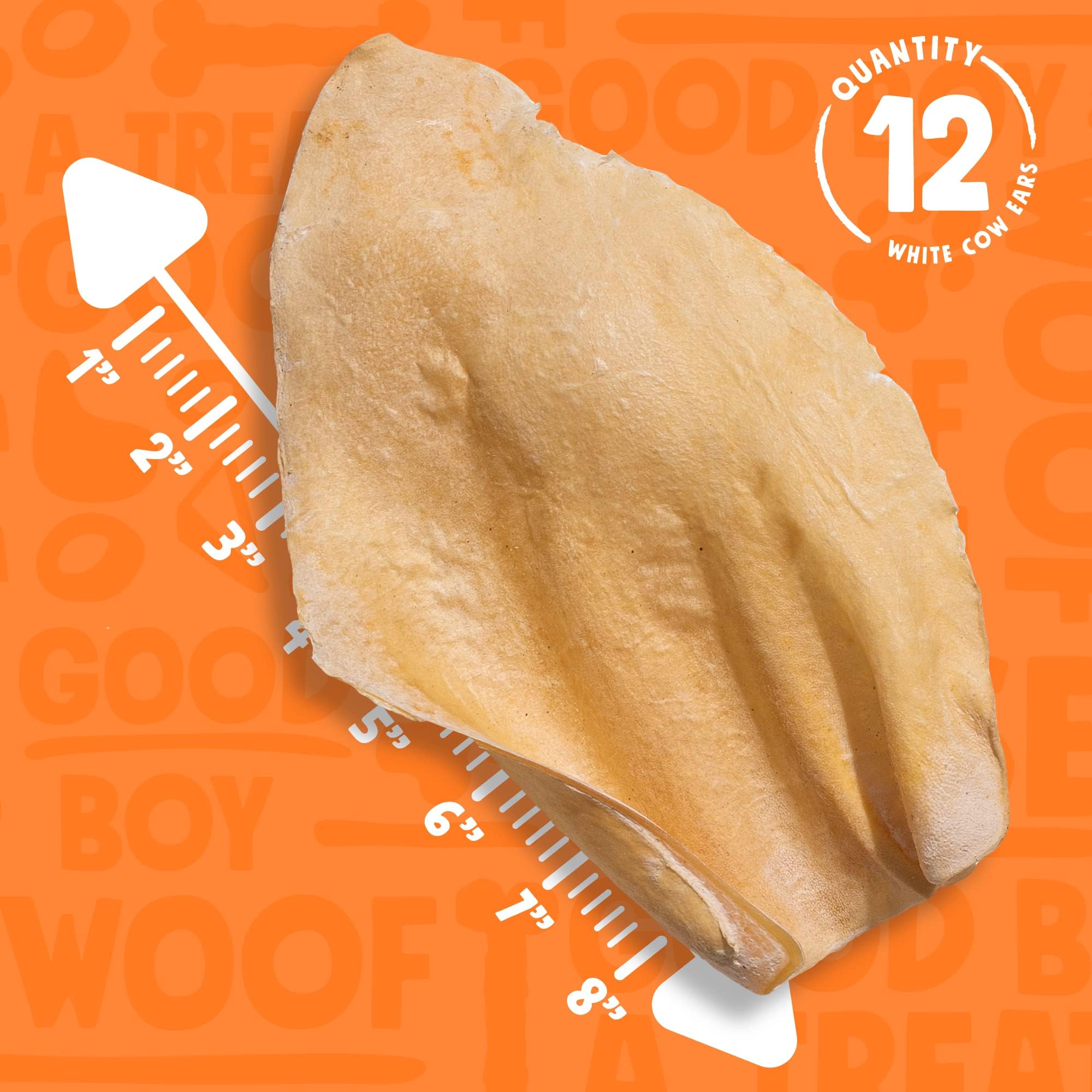 Jolly Barks Cow Ears for Dogs - High Protein, Single Ingredient Treats, 12 Count, White Cow Ears