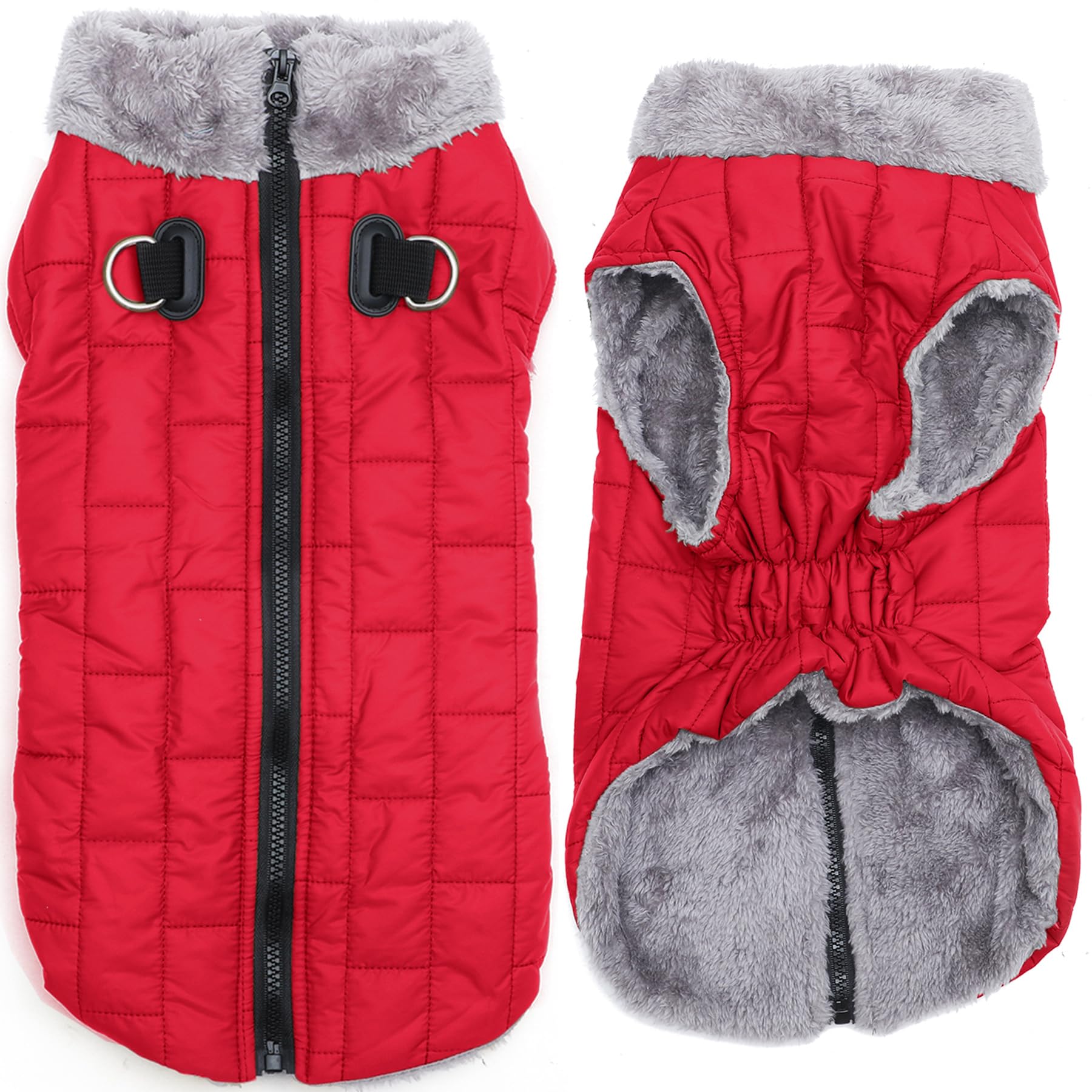 Joydaog Warm Fleece Dog Coats With Durable Harness Buitl In D-Ring,Waterproof Puppy Jacket For Small Dogs,Dog Vest For Cold Wint