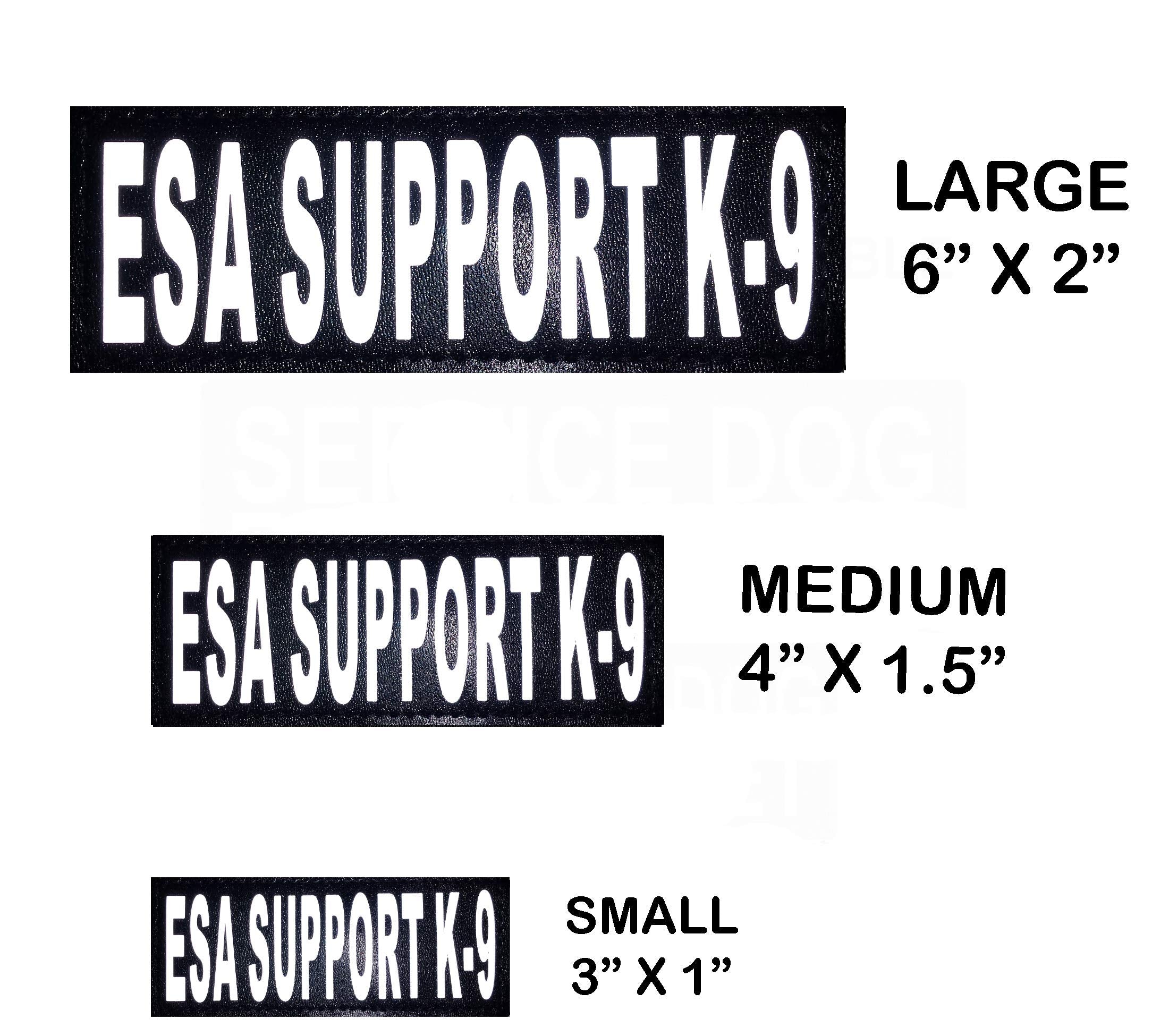 Doggie Stylz Set Of 2 Reflective Esa Support K-9 Removable Patches With Hook Backing For Working Dog Harnesses & Vests. Durable