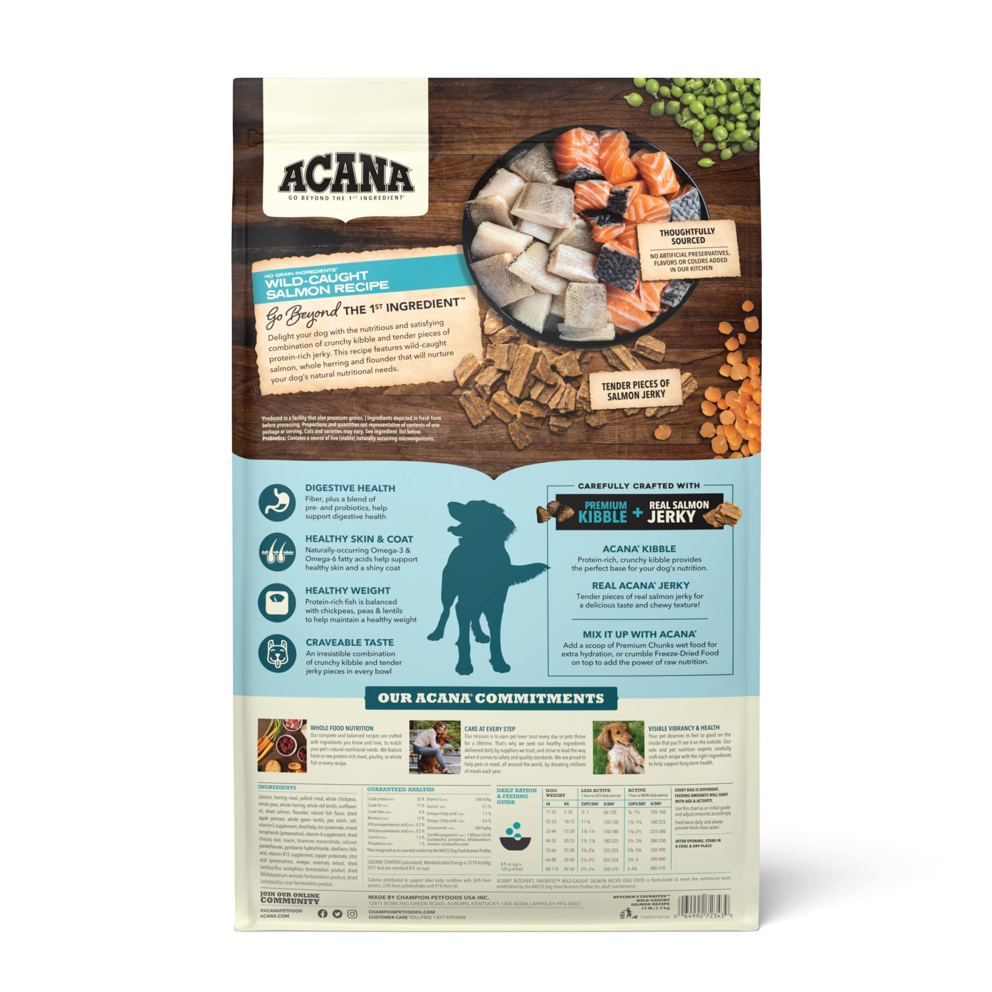 ACANA Butchers Favorites Dry Dog Food, Wild-Caught Salmon Recipe, Fish Dog Food, 17lb