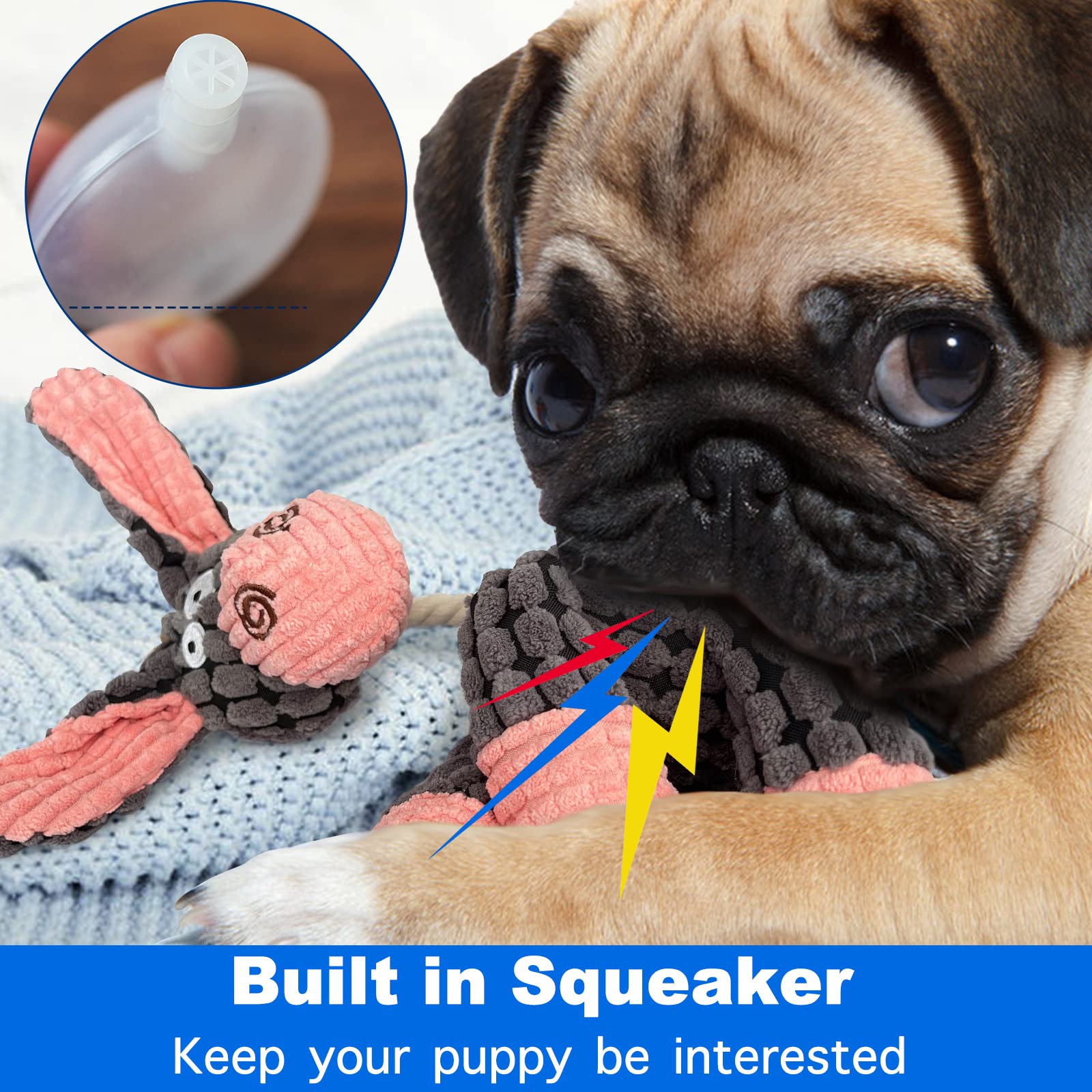 Lwbmg Squeaky Dog Toys For Puppy, 3 Pack Stuffed Animal Plush Dog Toys With Squeakers, Cute Dog Toys For Teething, Dog Chew Toys