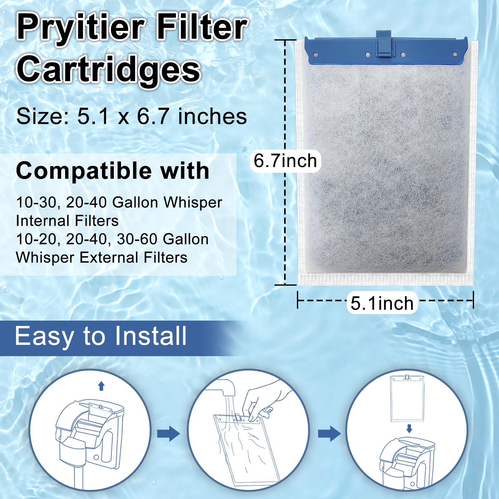 16 Pack Filter Cartridge Compatible With Whisper Filters 20I,40I/Iq20,30,45,60/Pf20,30,40,60 And Reptofilter, Large Aquarium Rep