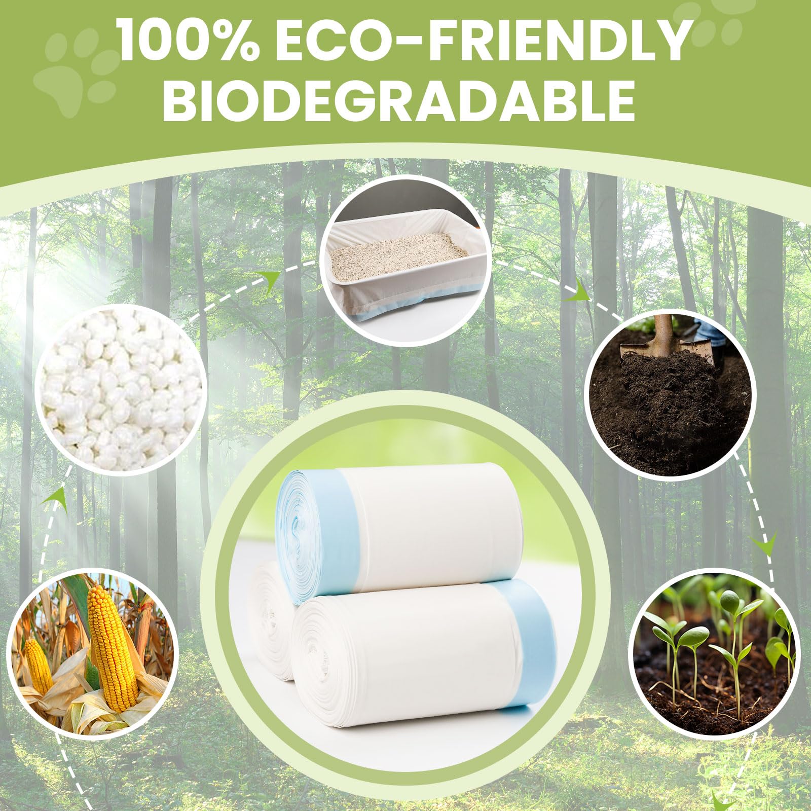 45 Count Cat Litter Box Liners 100% Ok Compost Home Certified, 38'' X 18'' Litter Box Liners For Automatic Litter Robot 4/3,Heav