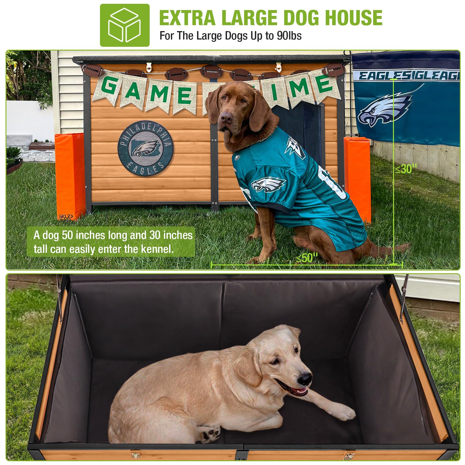 Gutinneen Dog House Insulated Outdoor Dog Kennel With Liner For Winter Extra Large