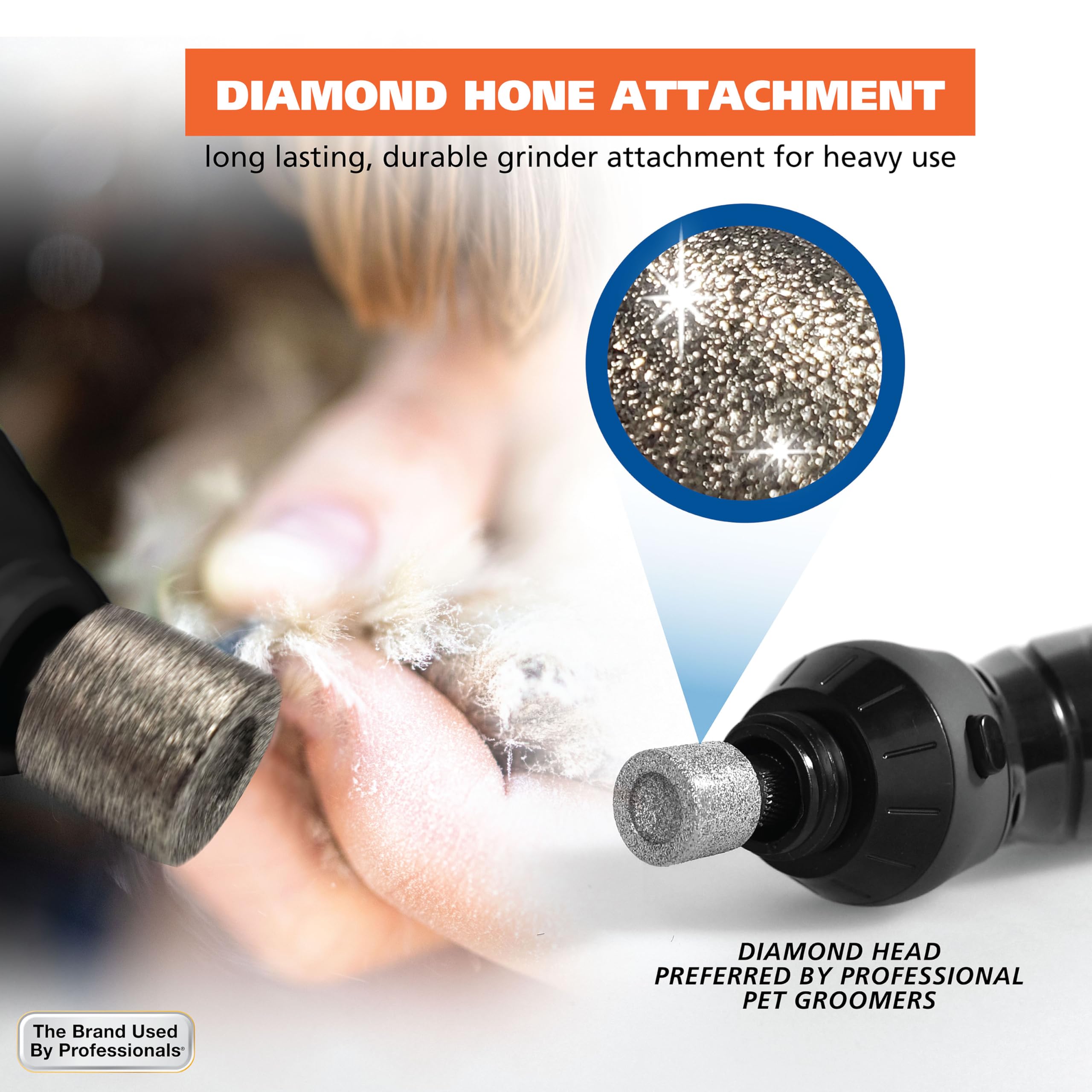 Wahl Grind & Smooth 2 Speed Battery Dog Nail Grinder With Concave Rounding Tip And Nail Guard For Increased Safety And Precise N