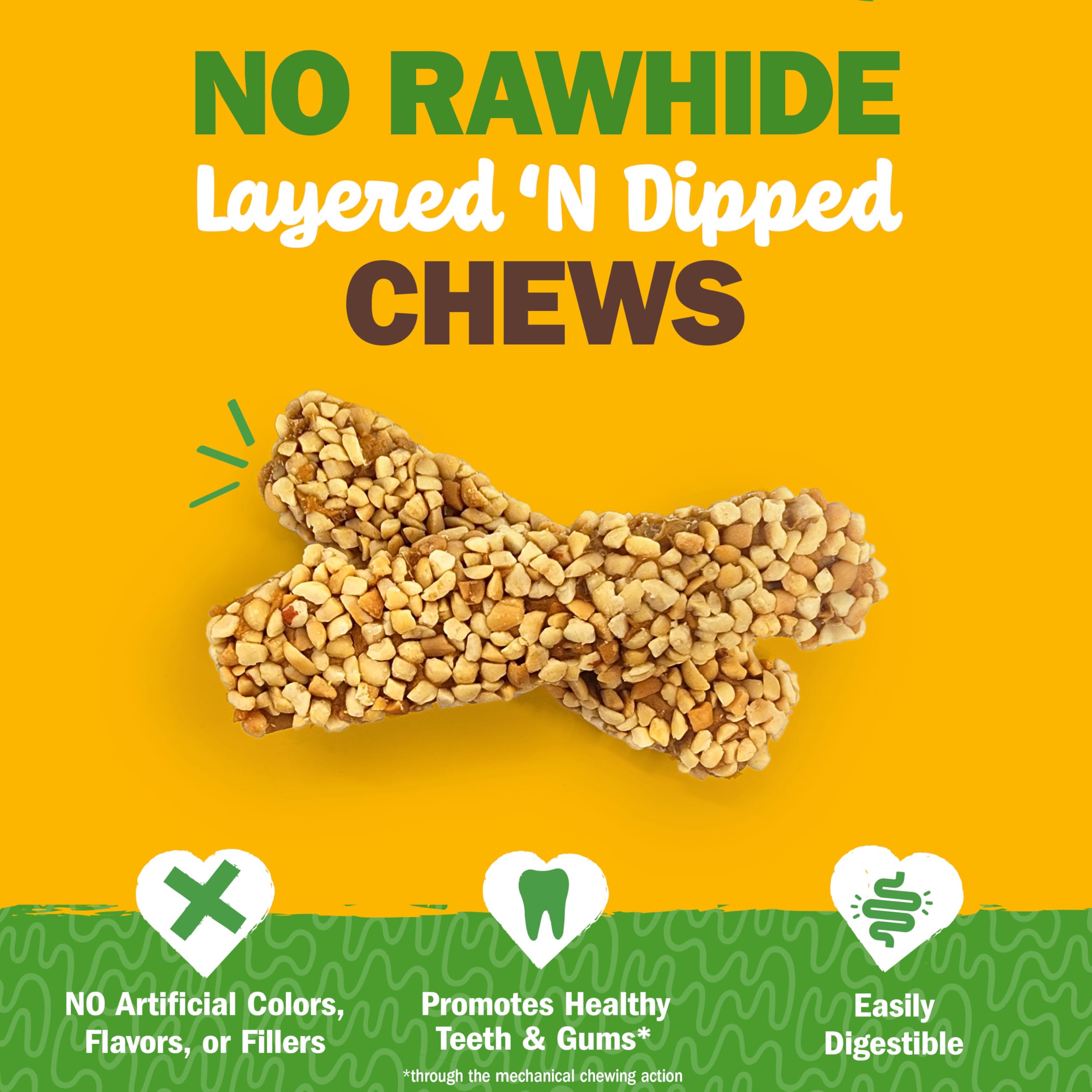 Cadet Chewalicious Layered N Dipped with Peanuts, Rawhide-Free Dog Chews, Limited-Ingredient & Long-Lasting Chew Treats for Dog