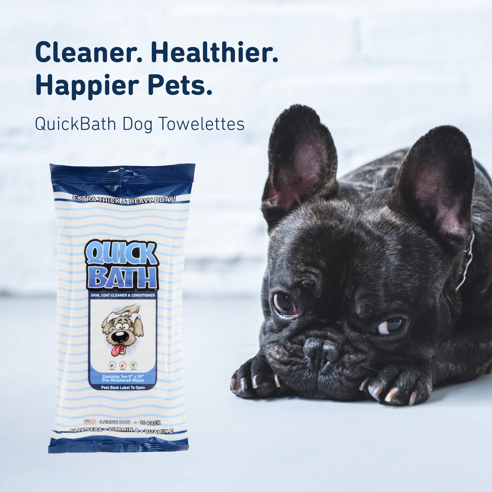 International Veterinary Sciences Ivs Quick Bath Dog Towelettes, Removes Odor, Extra Thick And Heavy Duty For Large Dogs, Made In The Usa, 10 Count Pack