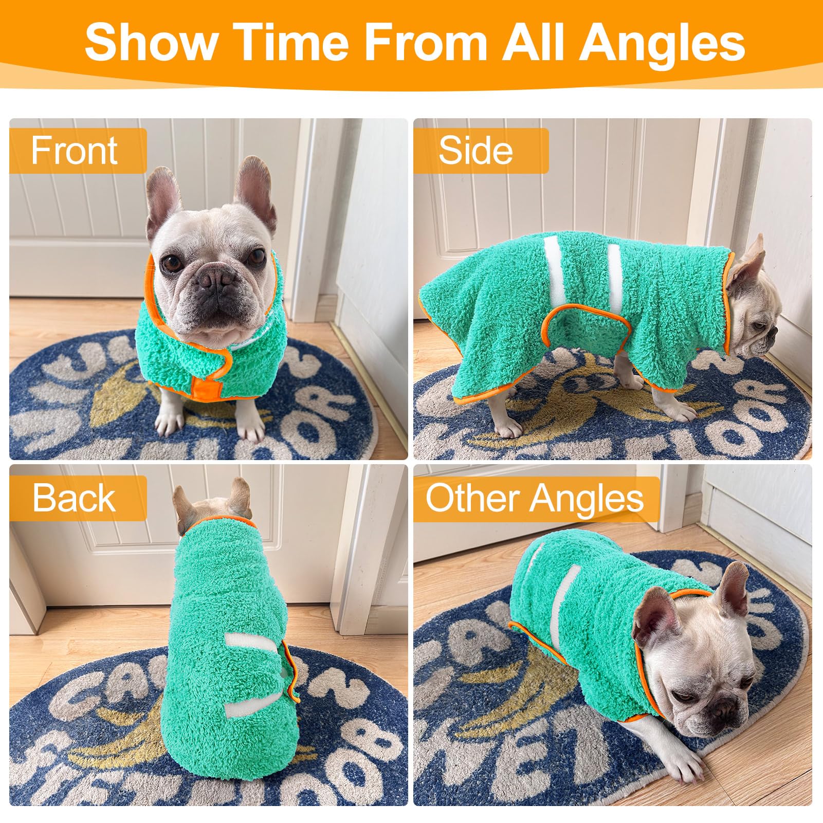 Dog Bathrobe Super Absorbent Dog Towels For Drying Dogs Large Quick Drying Puppy Robes For After Bath Soft Puppy Towel Adjustabl