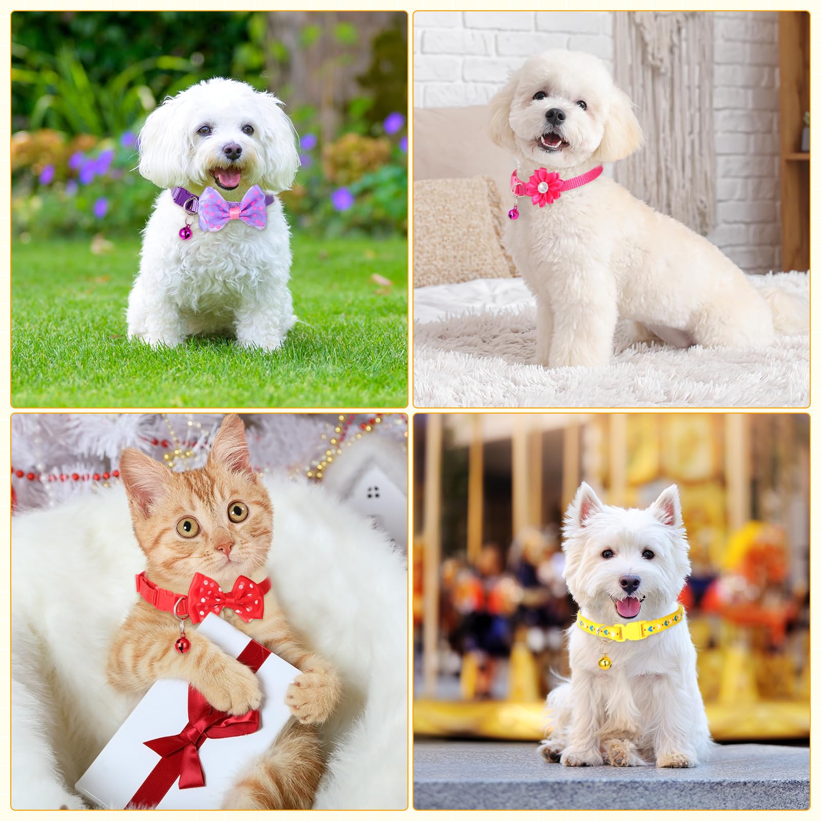 Saintrygo 22 Pack Dog Bow Tie Collar - Adjustable Bowtie, Flower Neck Tie For Medium Small Dog Cat Puppy(Trendy)