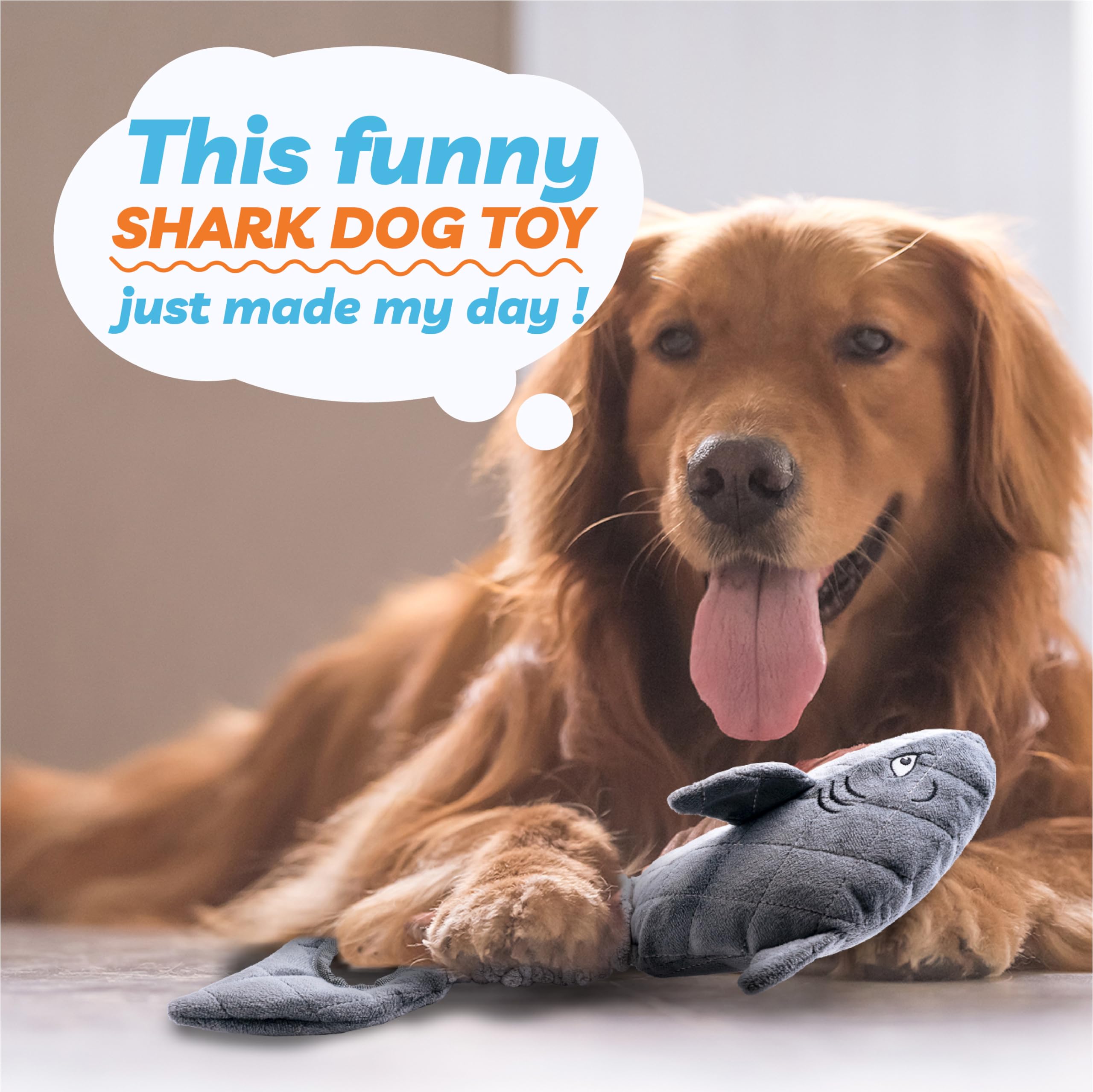 Dog Toys for Small Dogs, Squeaky Tough Dog Toys for Aggressive Chewers, Plush Dog Chew Toys for Teething, Interactive Shark Dog