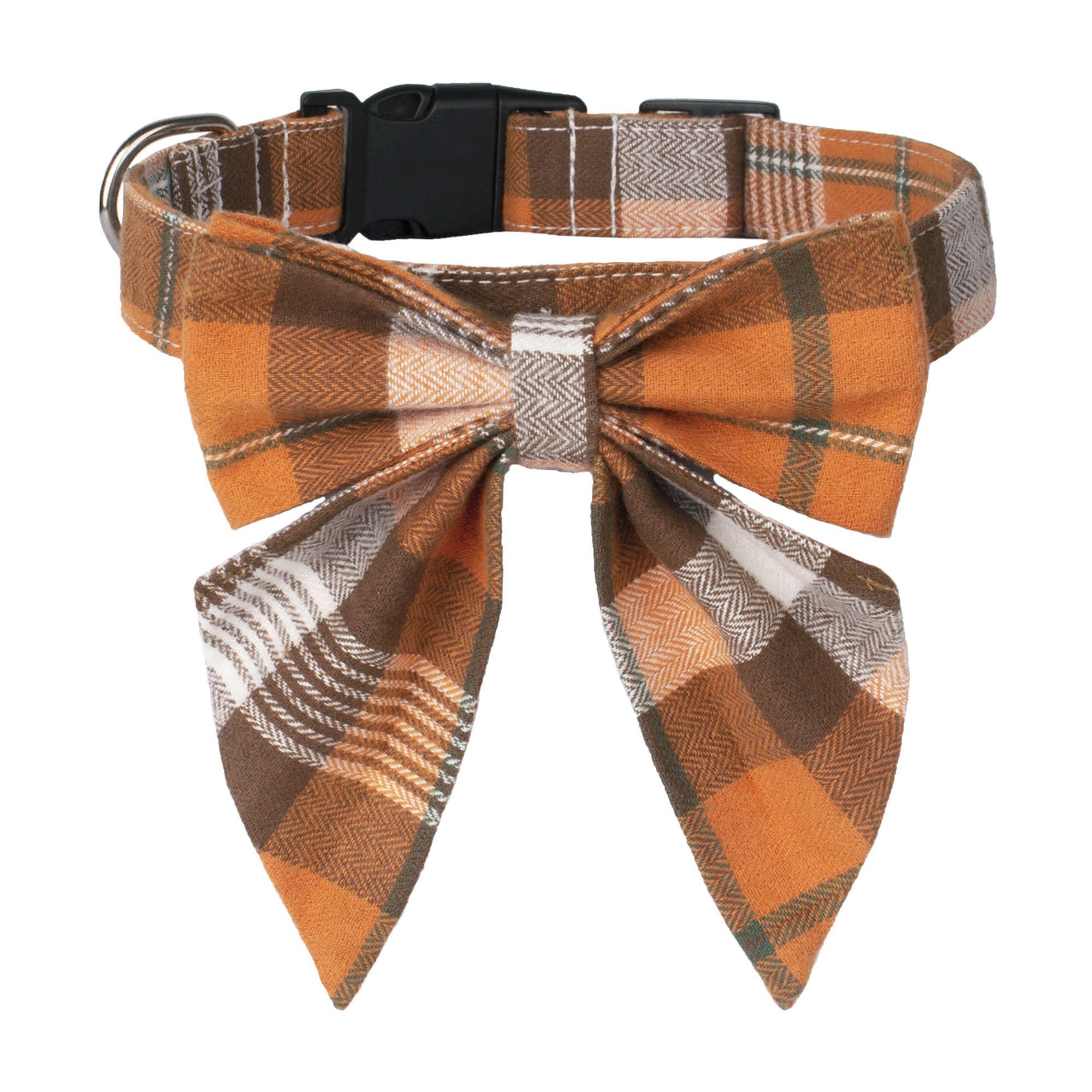 Adoggygo Fall Dog Collar With Bow, Halloween Thanksgiving Dog Bowtie Collar, Adjustable Cotton Orange Bowtie Dog Fall Collars For Small Dogs Pets (Small, Fall)