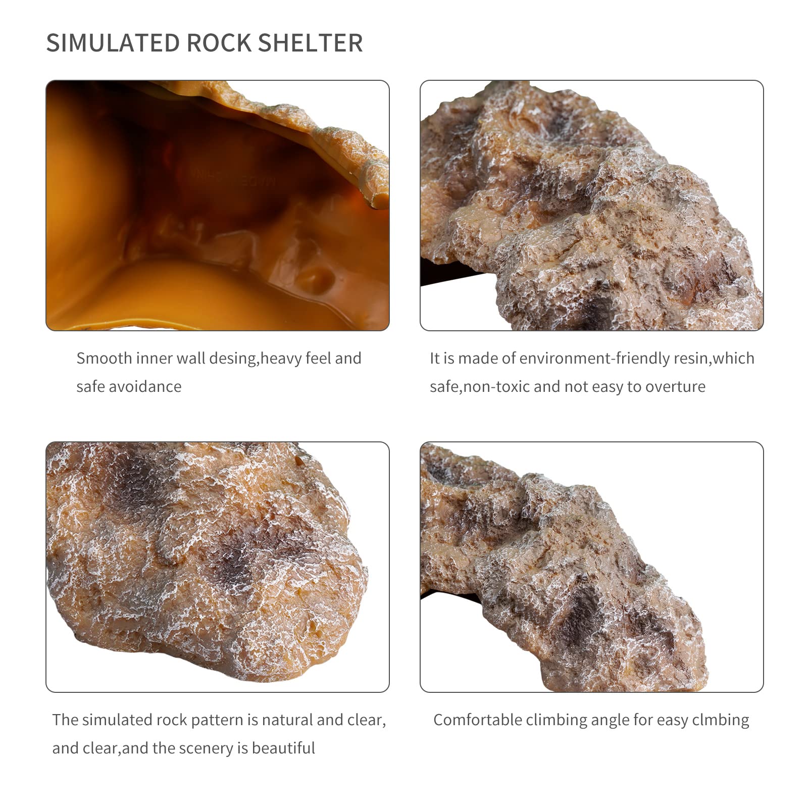 Reptile Hides Large Rock Reptile Cave Hideout Terrarium Habitat Decor Ornament Shelter For Snake Geckos Lizards Bearded Dragon Turtle Frogs Amphibians